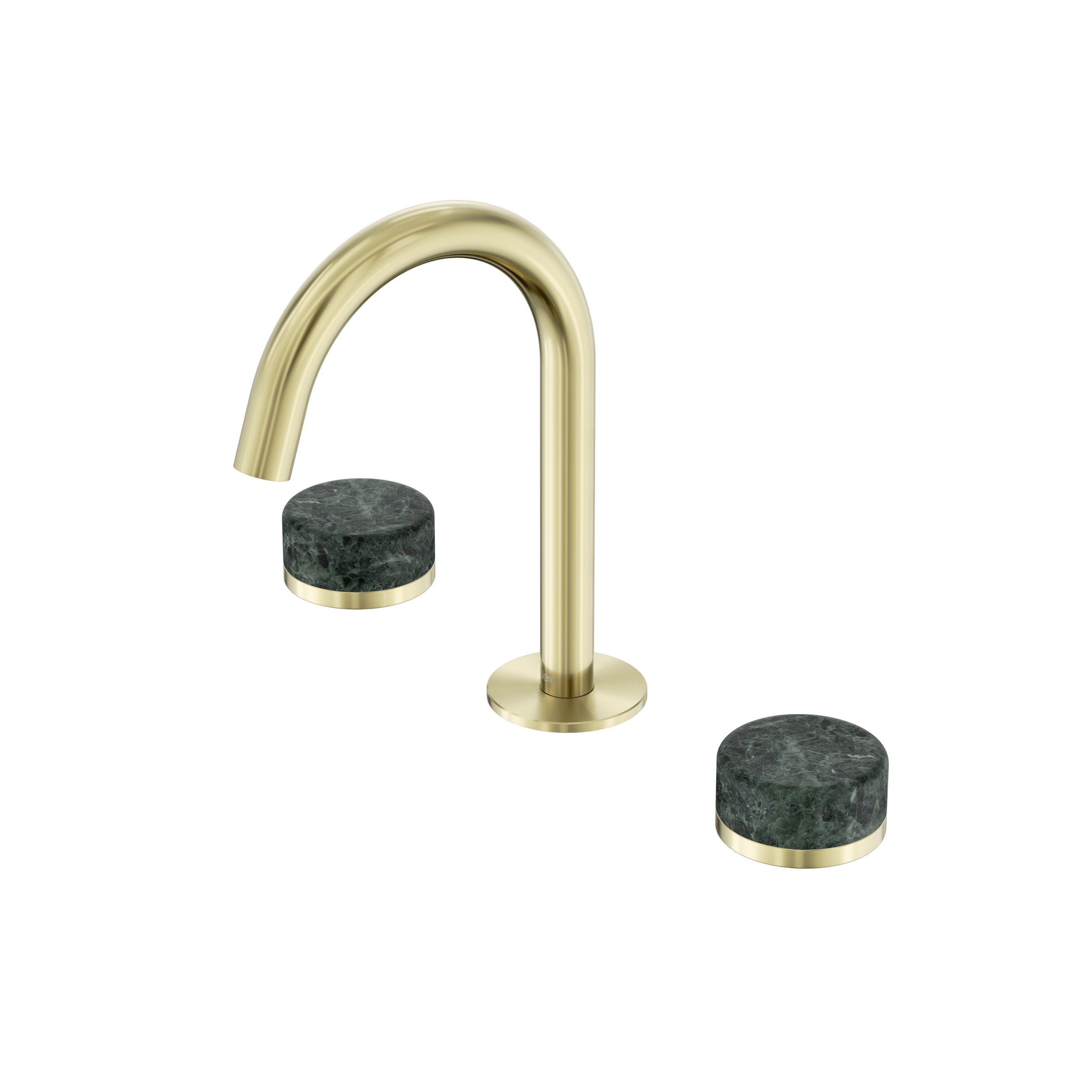Serenity Basin Set Arc Spout With Verde Alpi Handle Brushed Gold