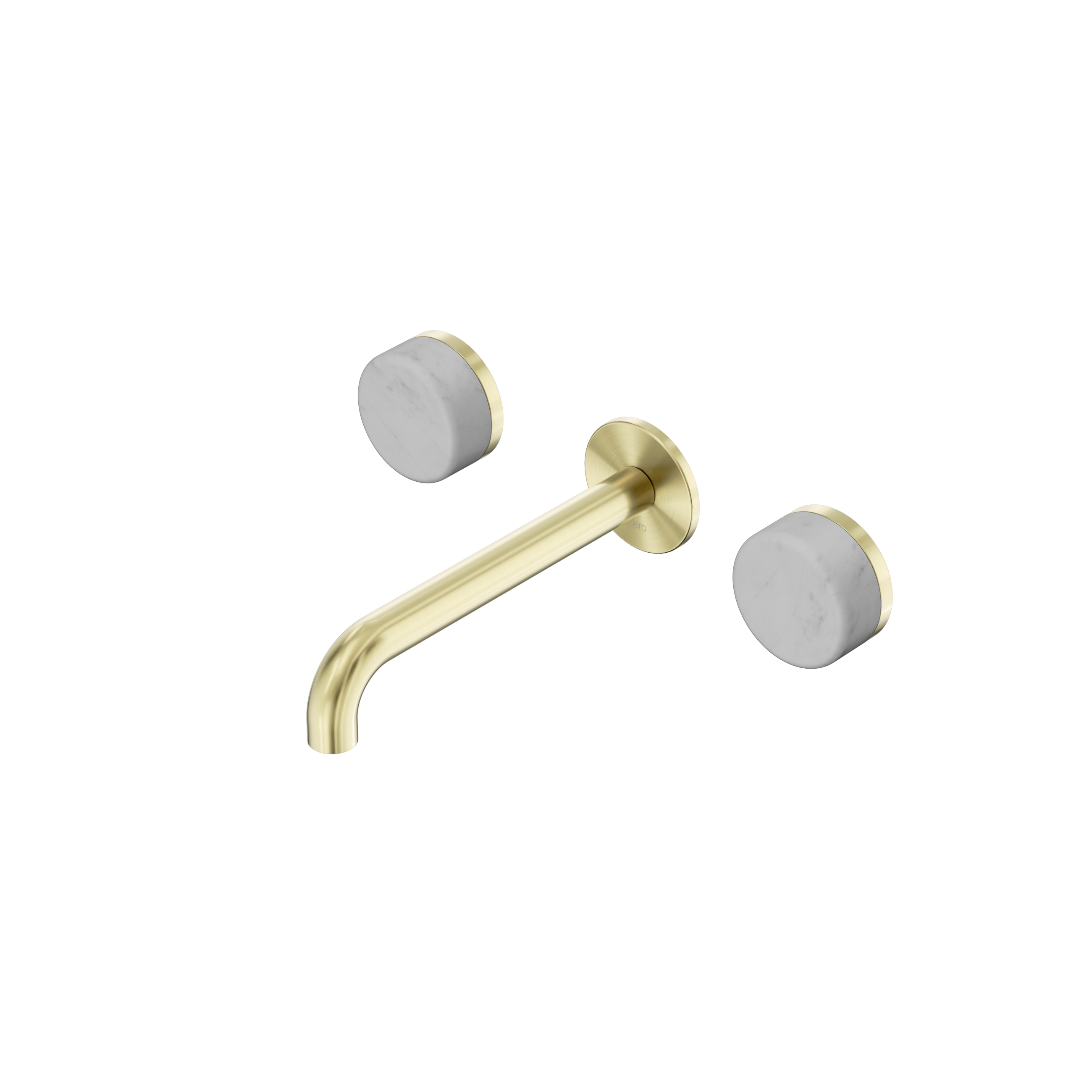 Serenity Wall Basin Set 185mm Spout With Carrara Handle Brushed Gold