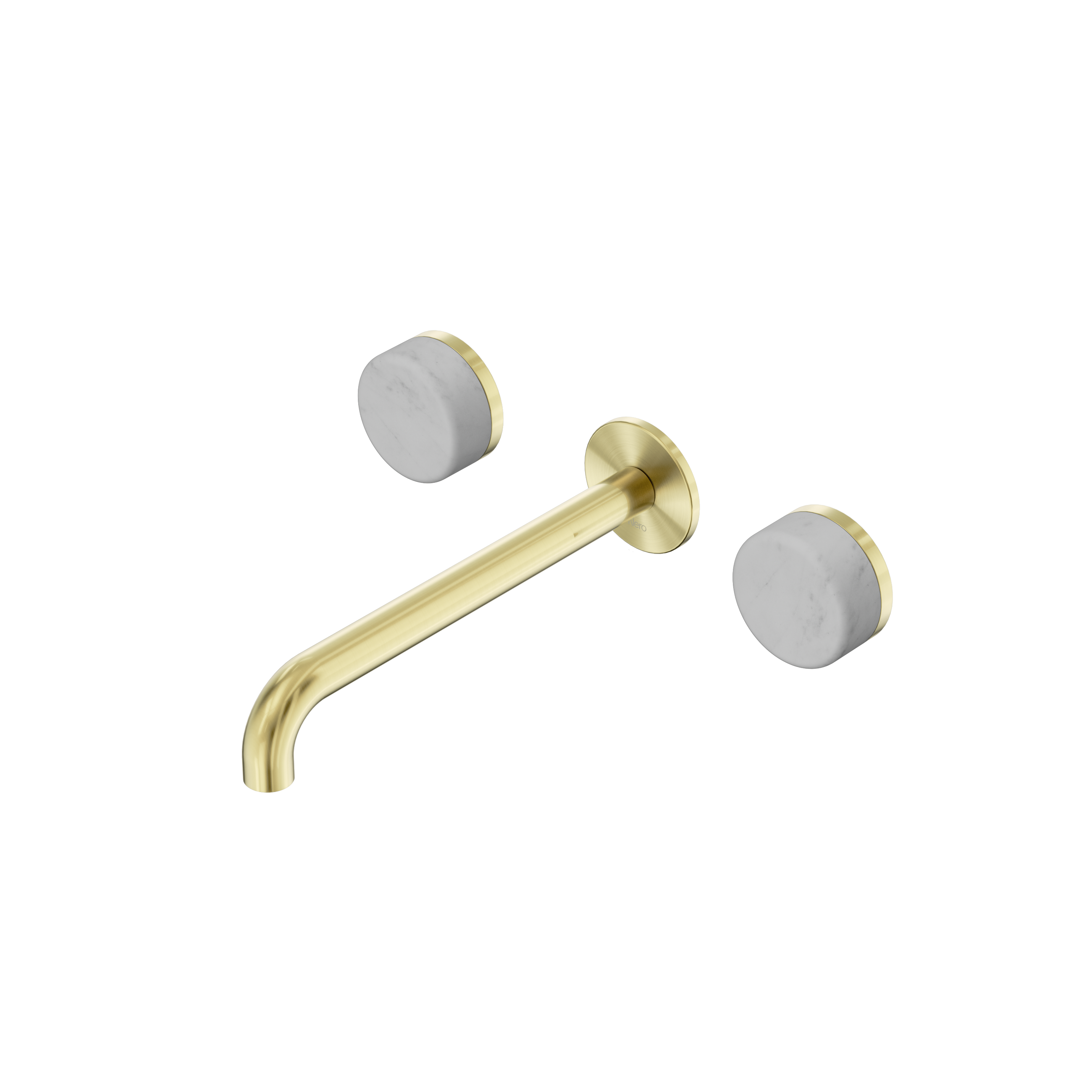 Serenity Wall Basin Set 220mm Spout With Carrara Handle Brushed Gold