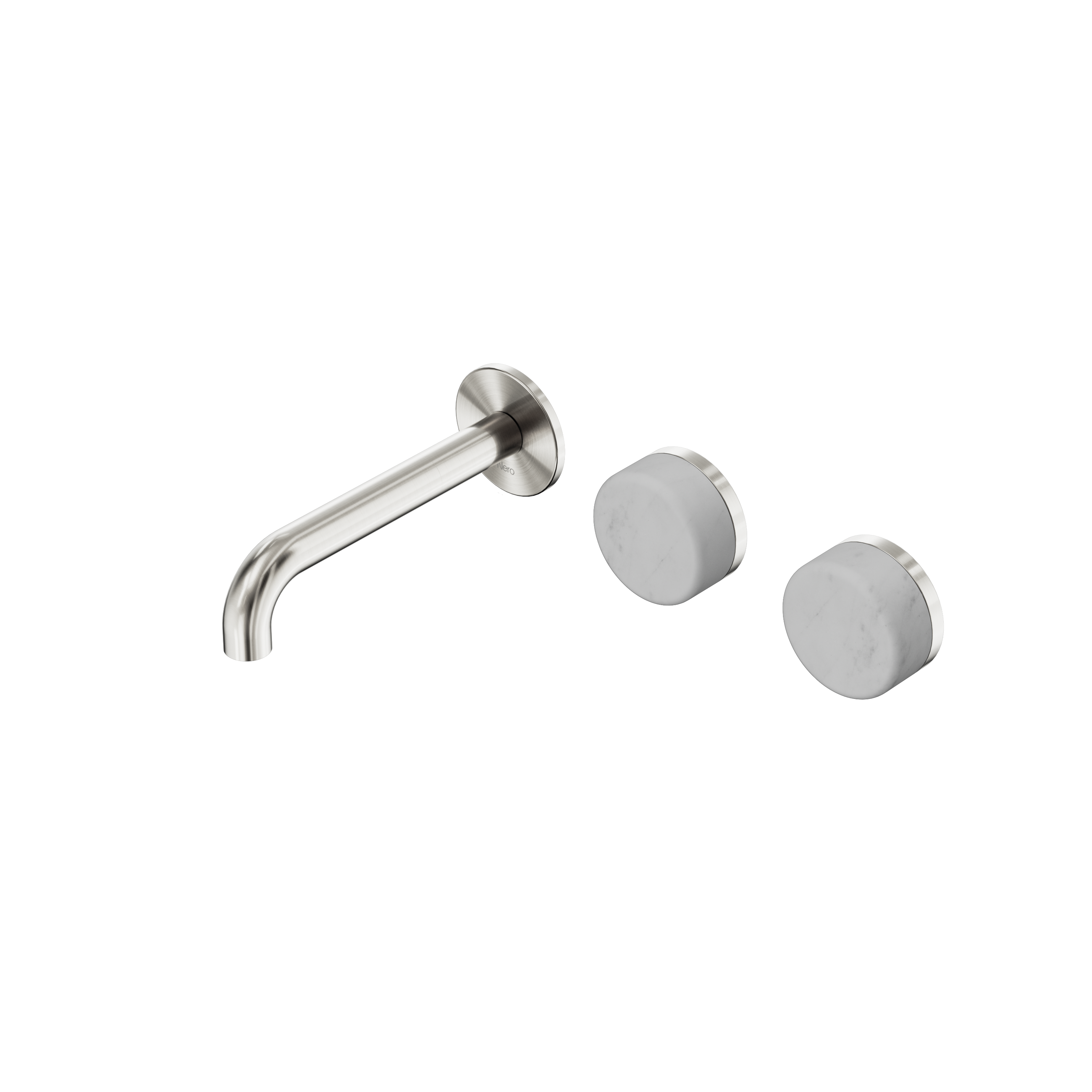 Serenity Wall Basin Set 160mm Offset Spout With Carrara Handle Brushed Nickel