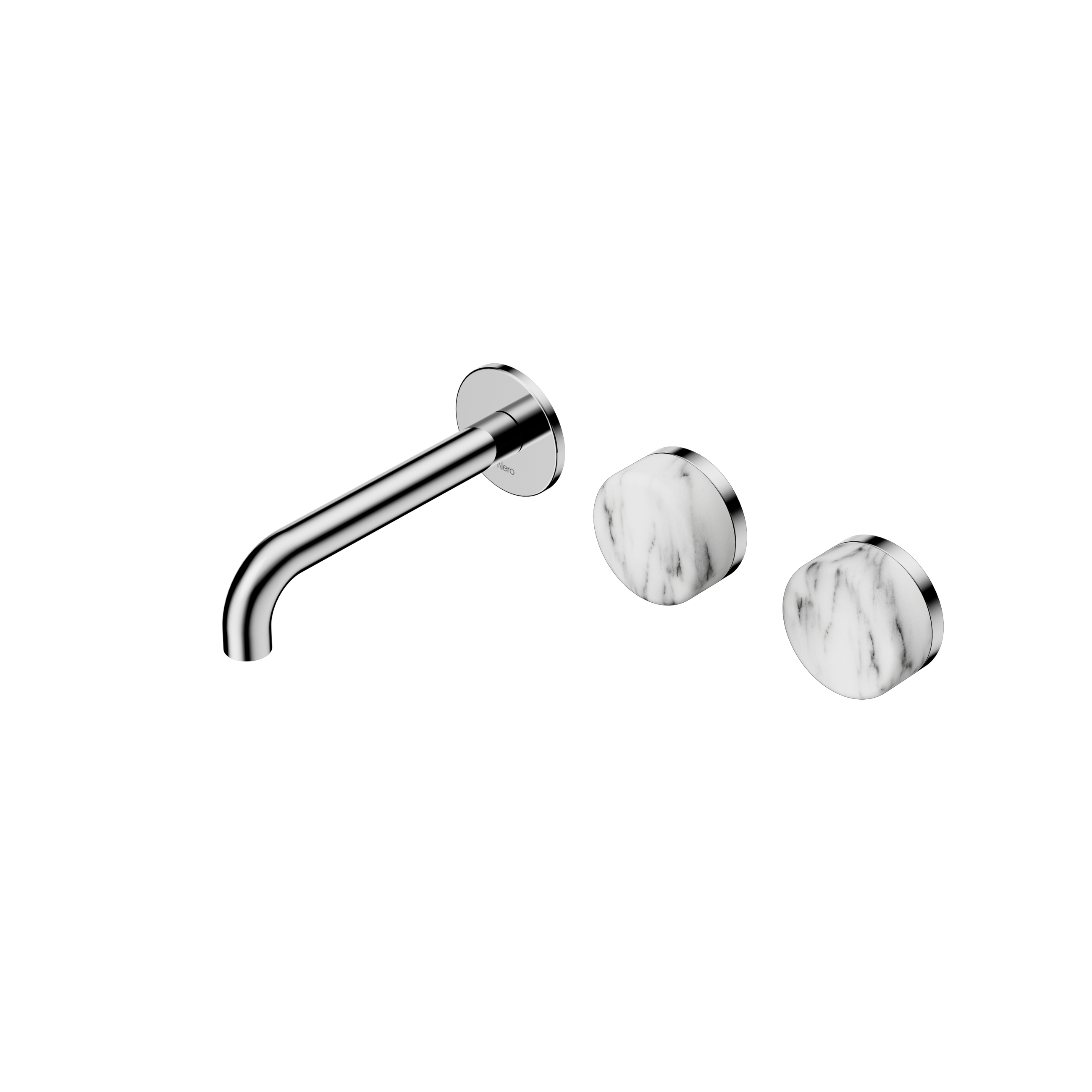 Serenity Wall Basin Set 160mm Offset Spout With Arabescato Corchia Handle Chrome