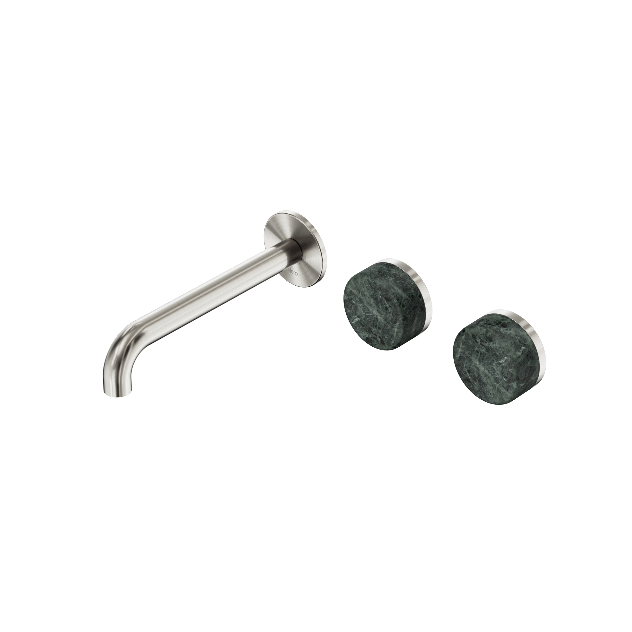 Serenity Wall Basin Set 185mm Offset Spout With Verde Alpi Handle Brushed Nickel
