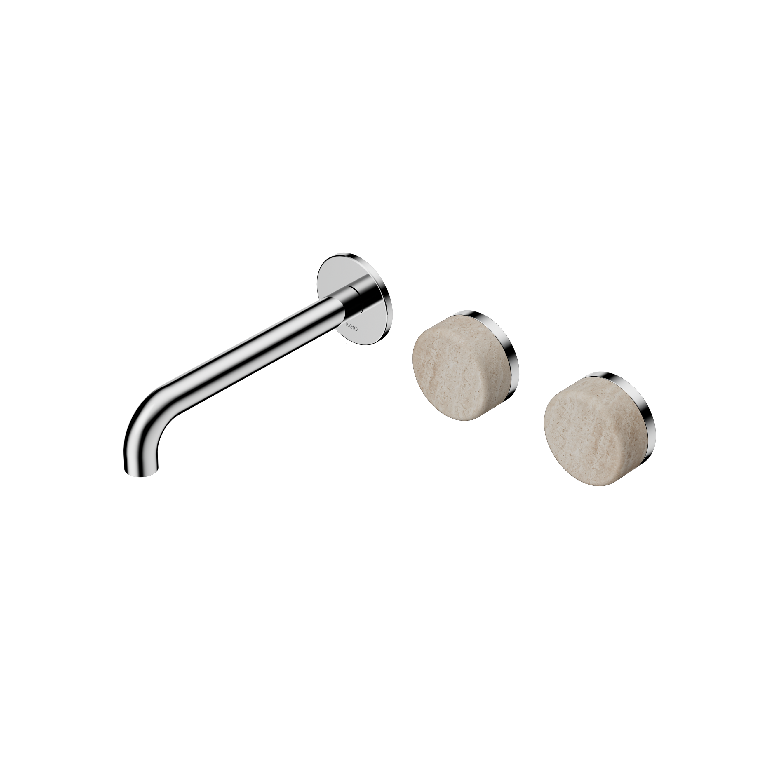 Serenity Wall Basin Set 185mm Offset Spout With Rome Travertine Handle Chrome