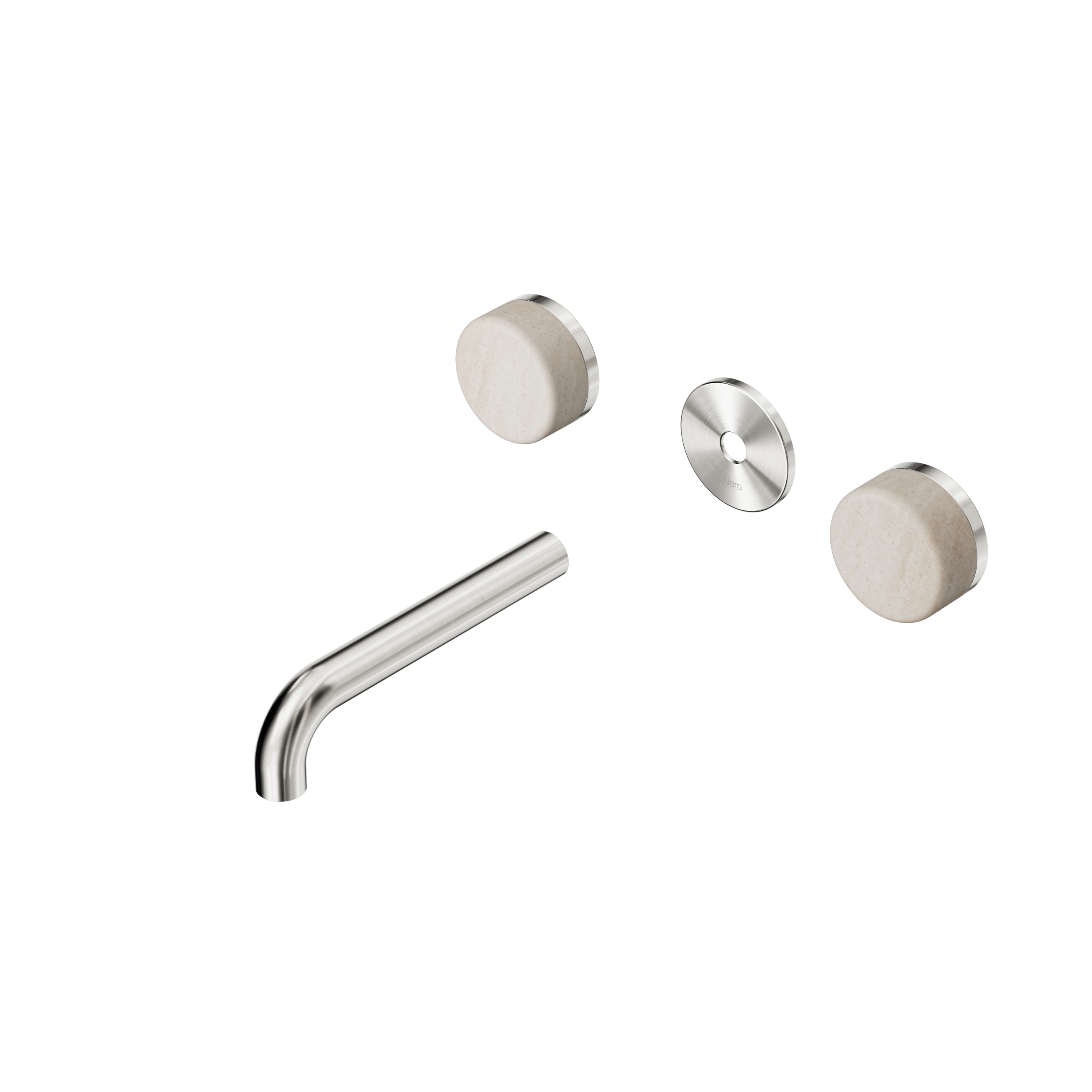 Serenity Wall Basin Set 160mm Spout With Rome Travertine Handle Trim Kit Only Brushed Nickel