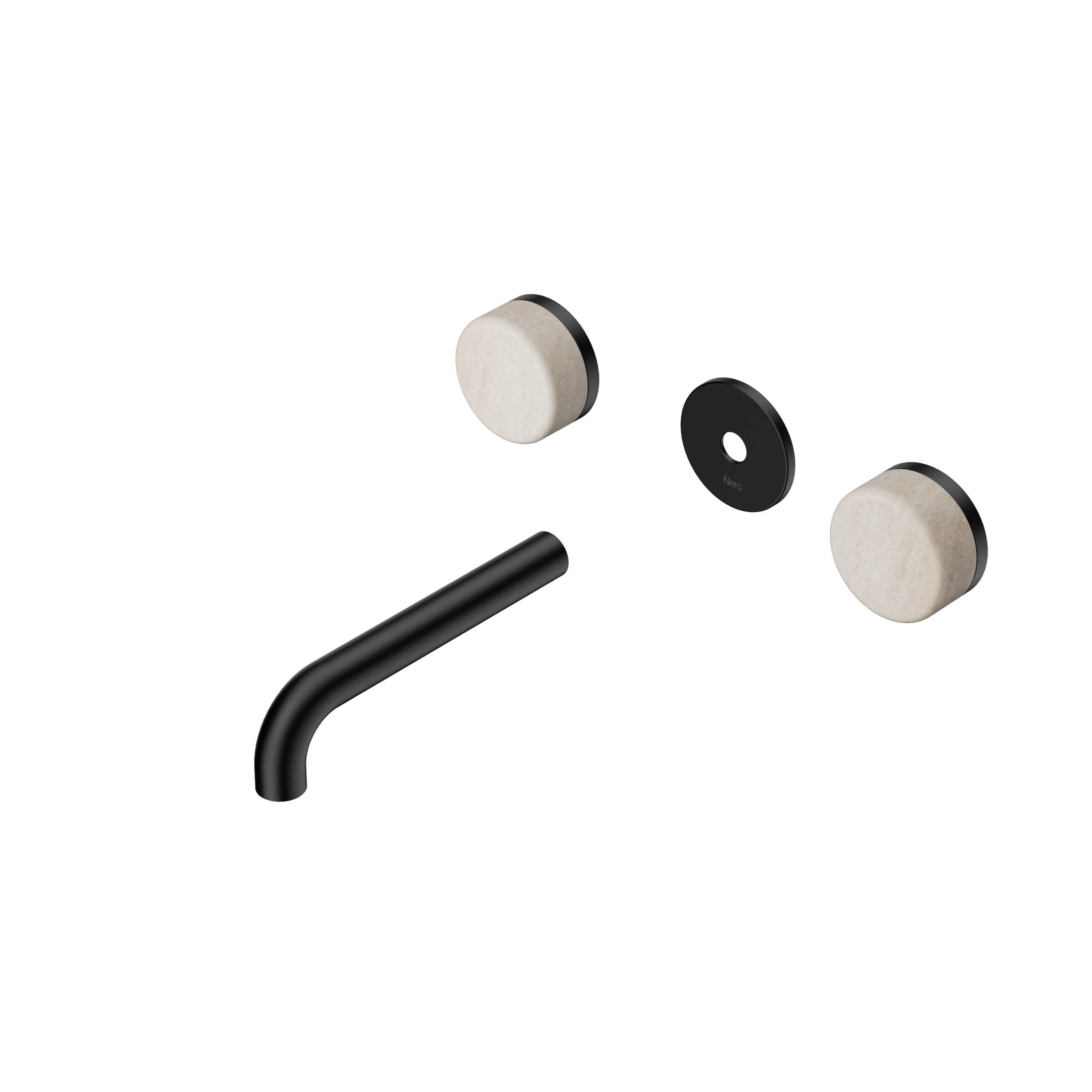 Serenity Wall Basin Set 160mm Spout With Rome Travertine Handle Trim Kit Only Matte Black