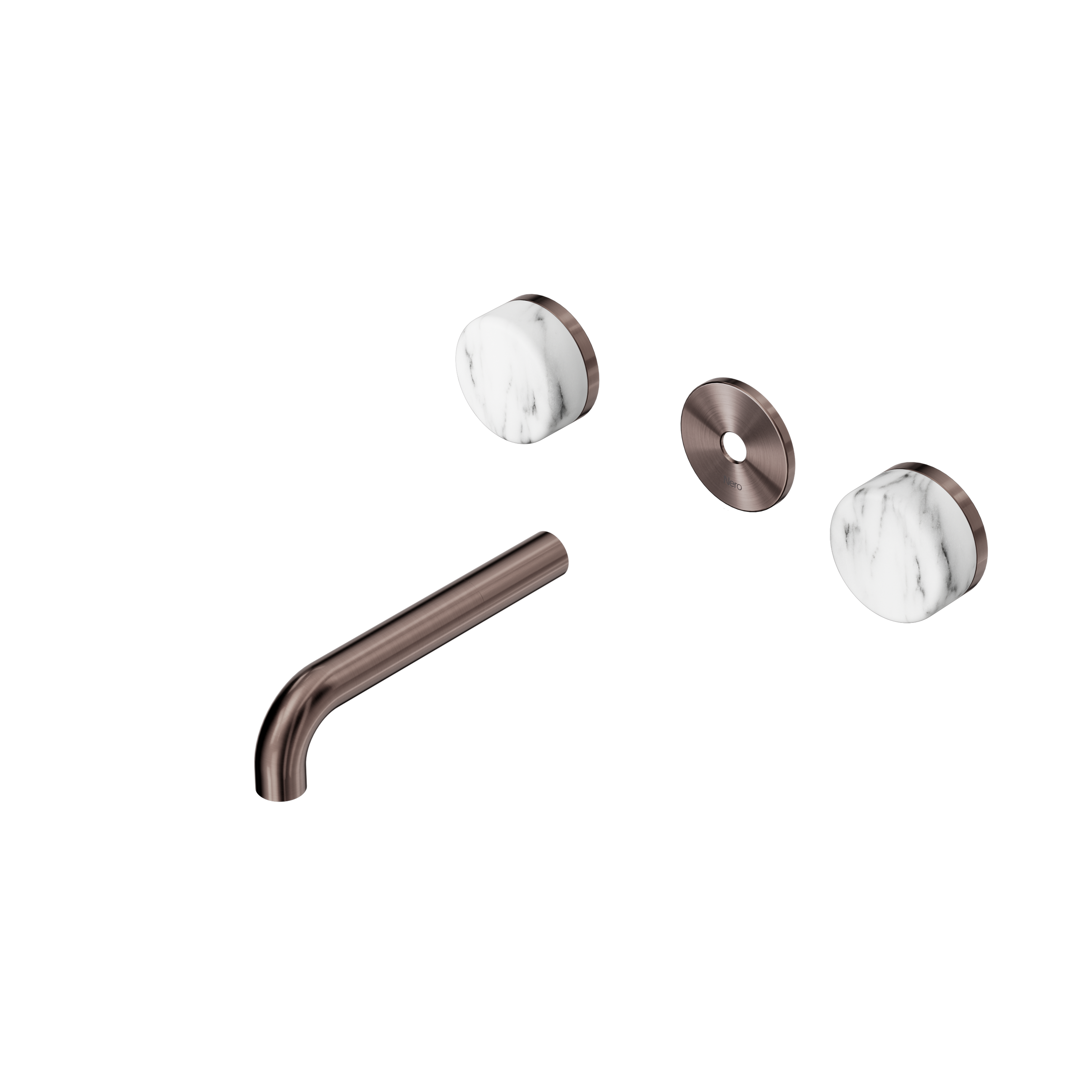 Serenity Wall Basin Set 160mm Spout With Arabescato Corchia Handle Trim Kit Only Brushed Bronze