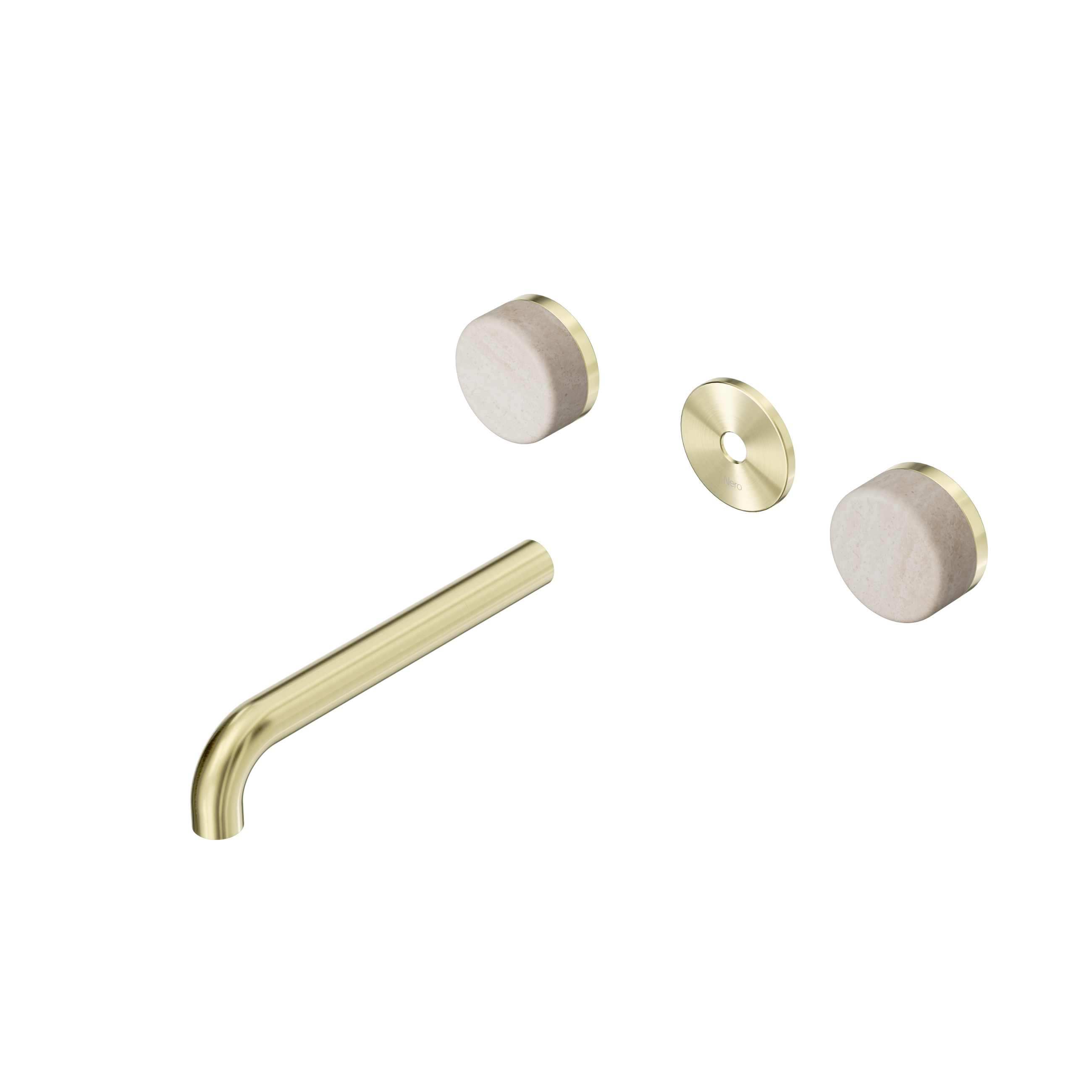 Serenity Wall Basin Set 185mm Spout With Rome Travertine Handle Trim Kit Only Brushed Gold