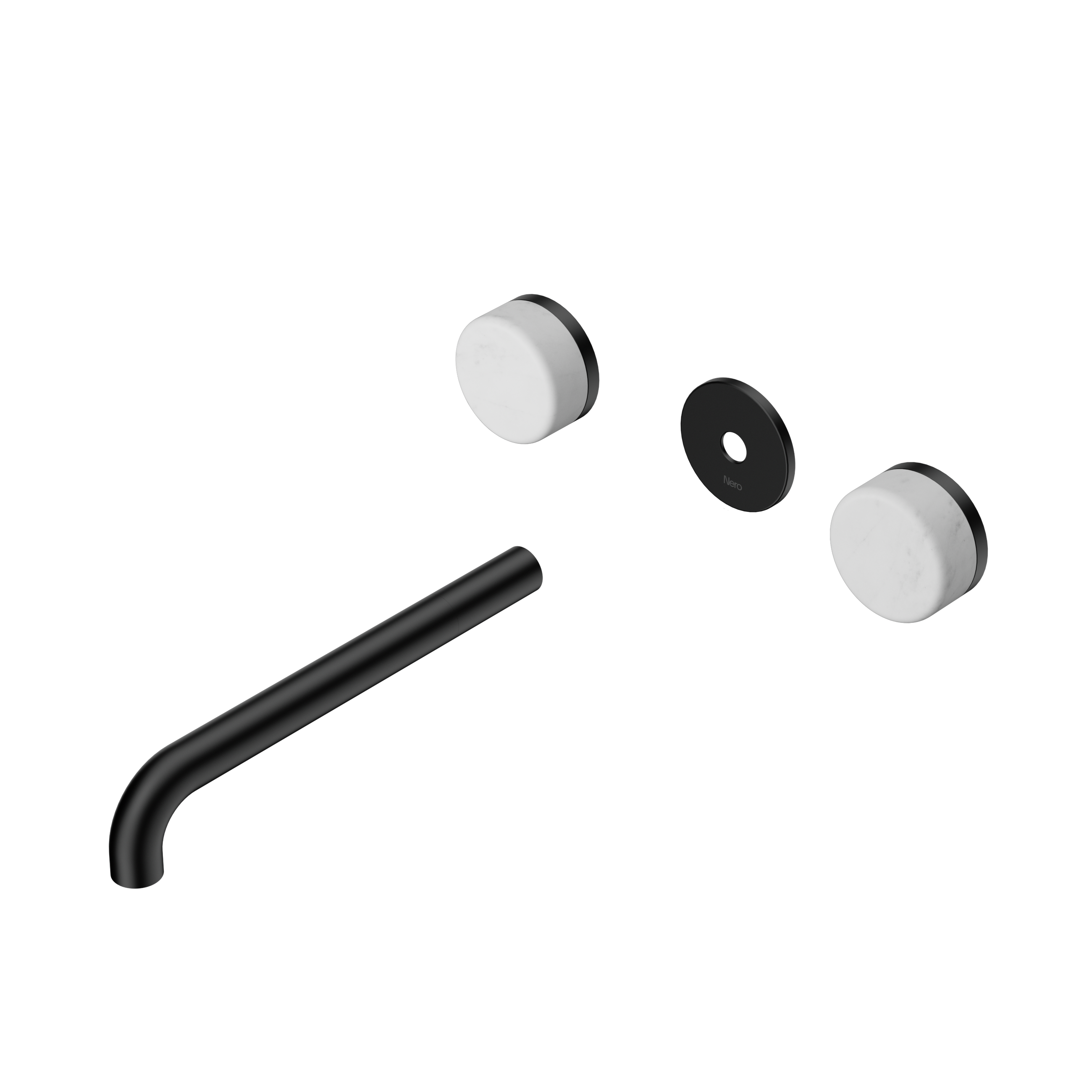 Serenity Wall Basin Set 220mm Spout With Carrara Handle Trim Kit Only Matte Black