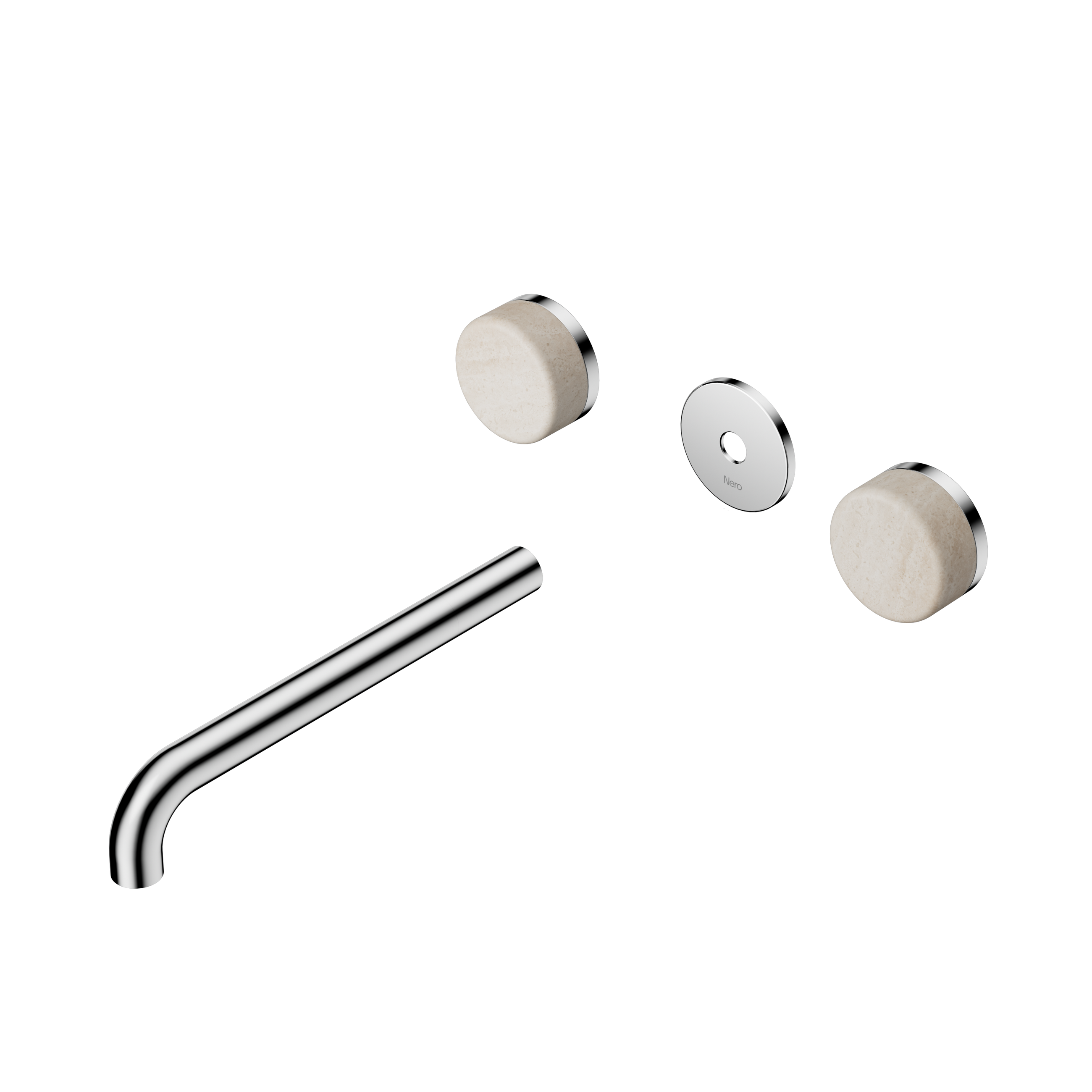 Serenity Wall Basin Set 220mm Spout With Rome Travertine Handle Trim Kit Only Chrome