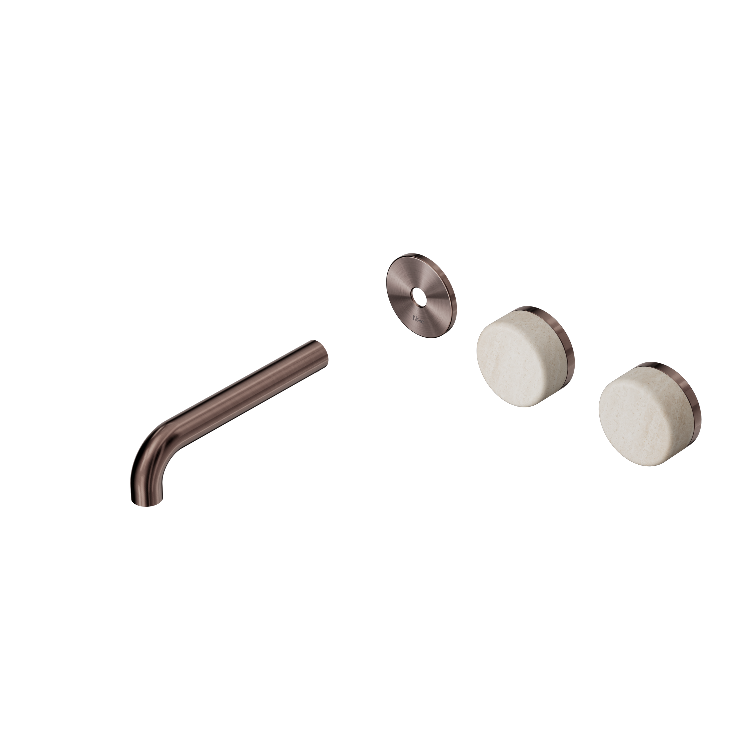 Serenity Wall Basin Set 160mm Offset Spout With Rome Travertine Handle Trim Kit Only Brushed Bronze