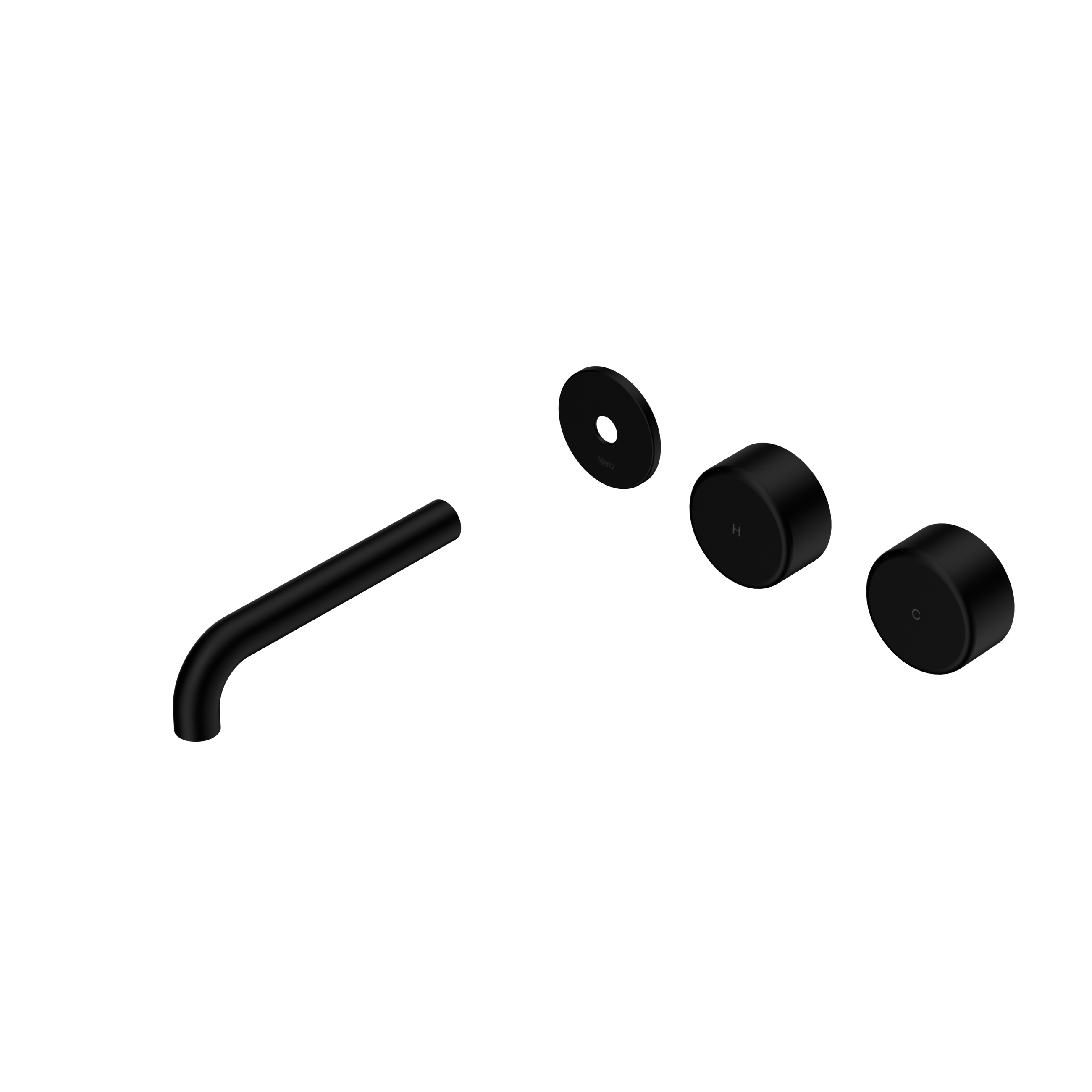 Serenity Wall Basin Set 160mm Offset Spout With Metal Handle Trim Kit Only Matte Black