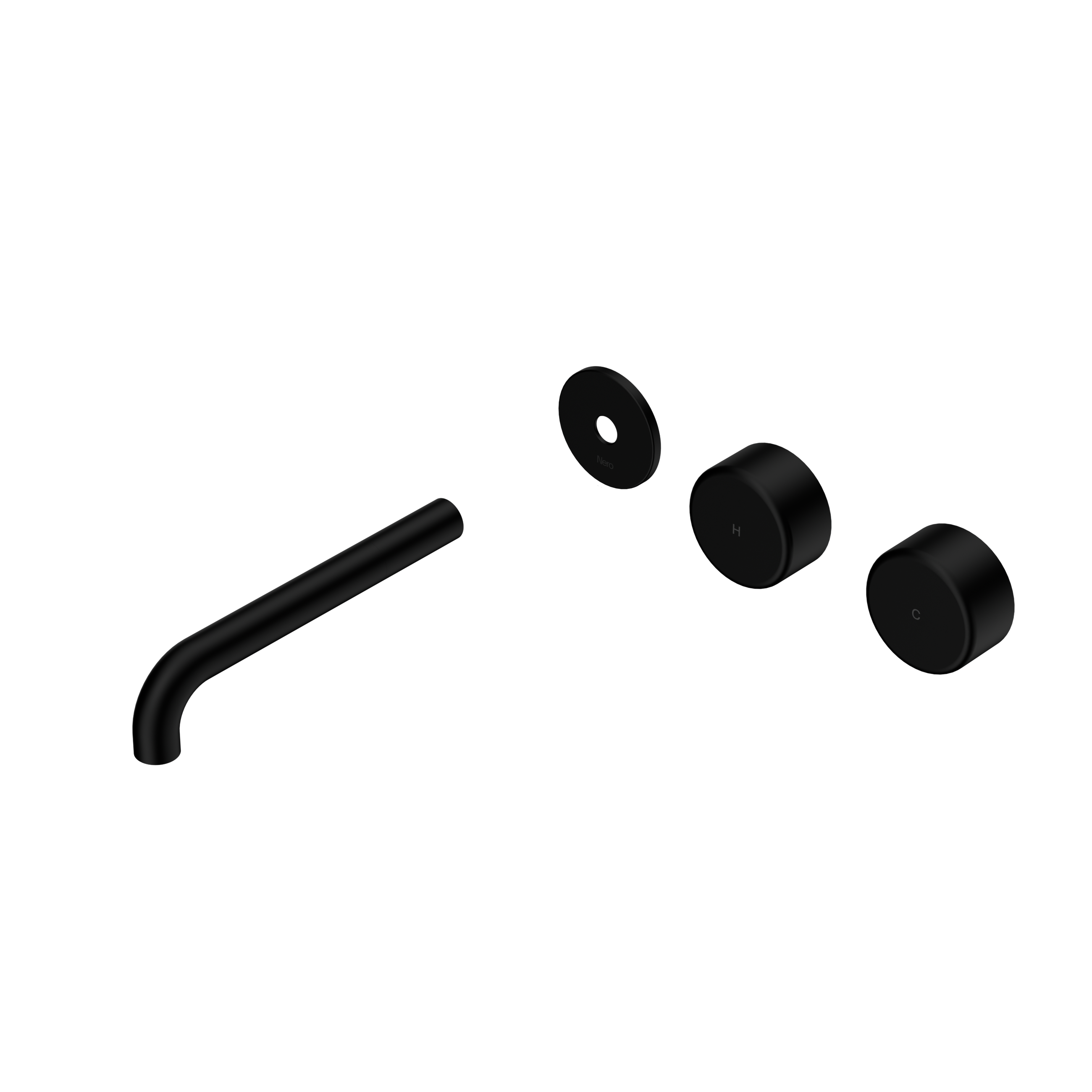 Serenity Wall Basin Set 185mm Offset Spout With Metal Handle Trim Kit Only Matte Black