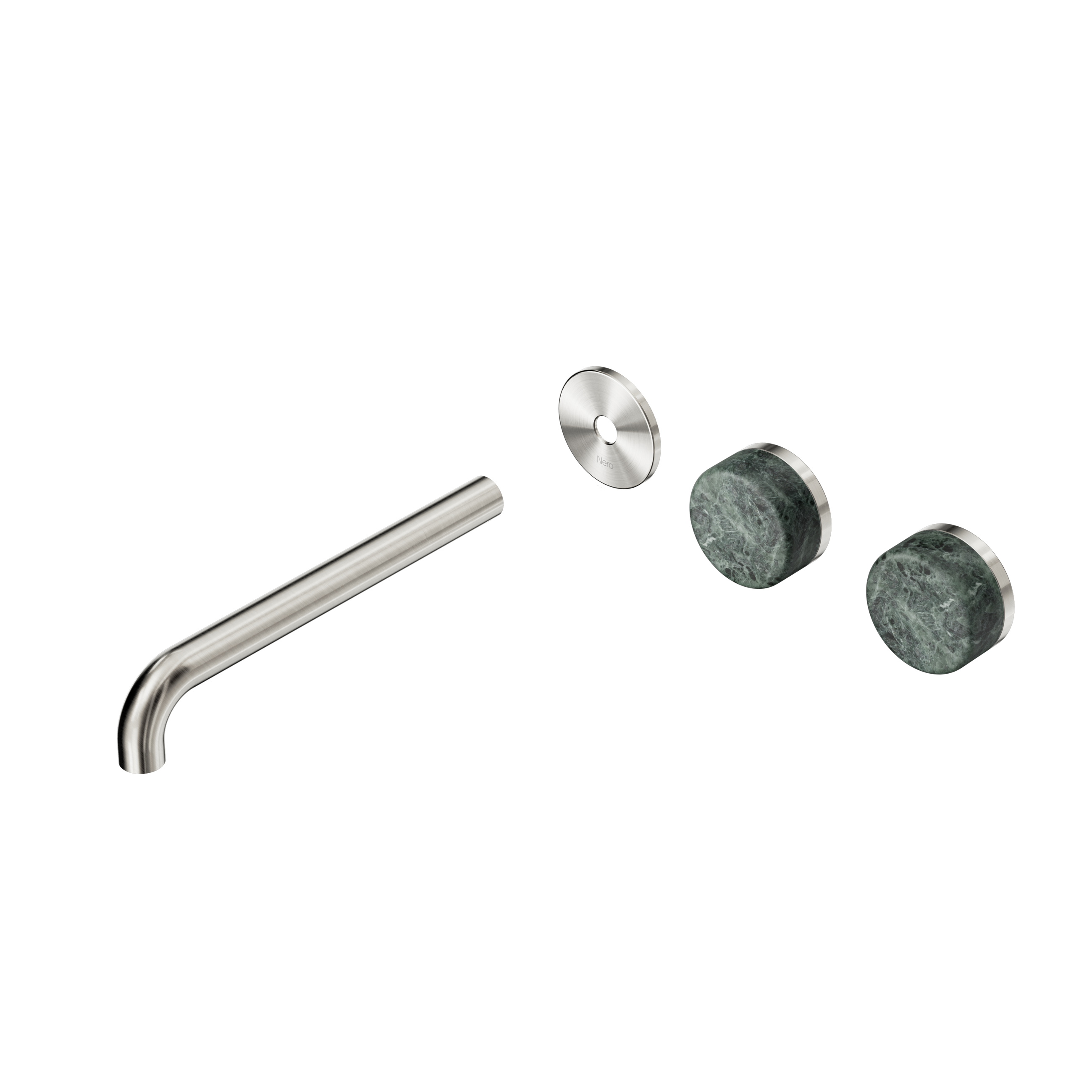 Serenity Wall Basin Set 220mm Offset Spout With Verde Alpi Handle Trim Kit Only Brushed Nickel