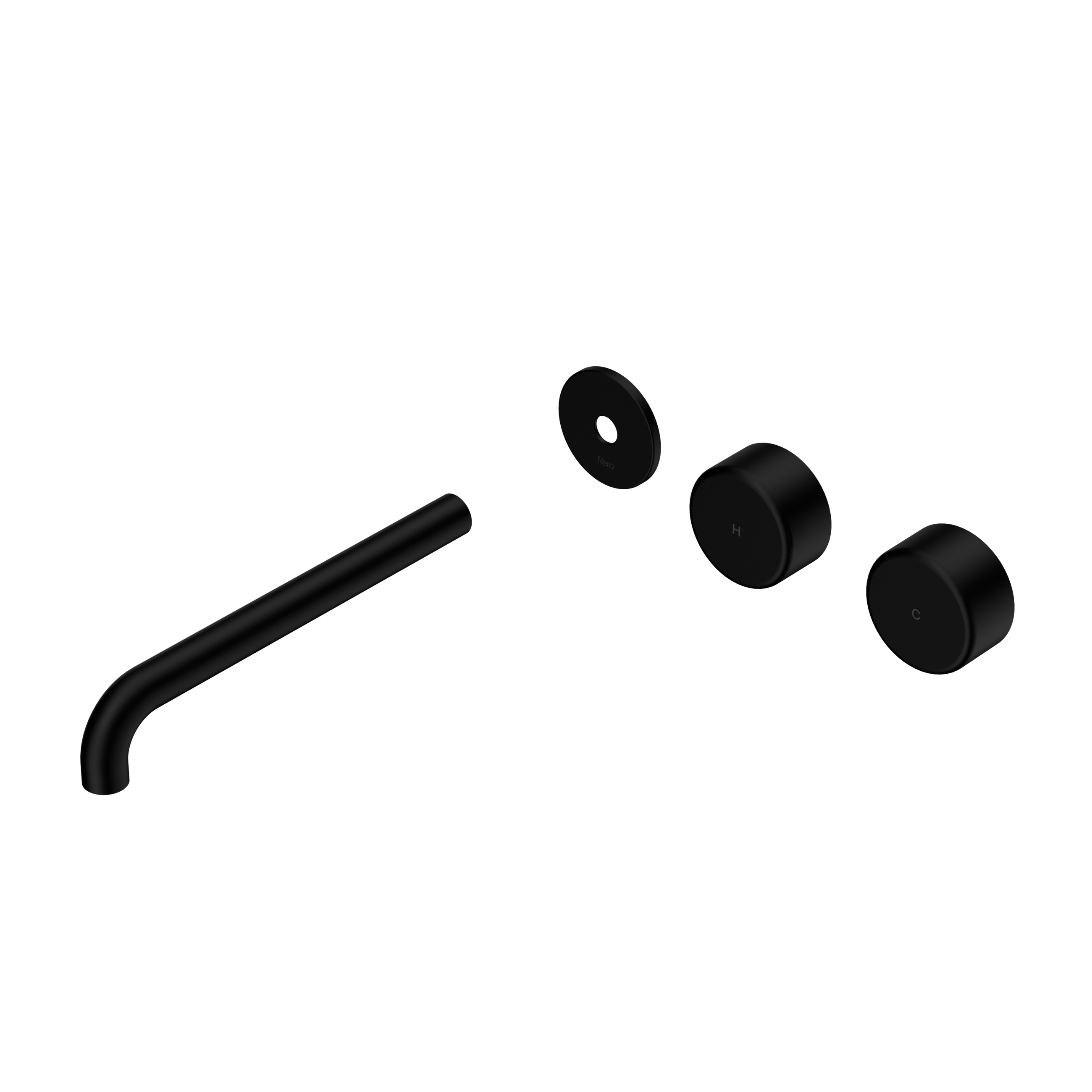 Serenity Wall Basin Set 220mm Offset Spout With Metal Handle Trim Kit Only Matte Black
