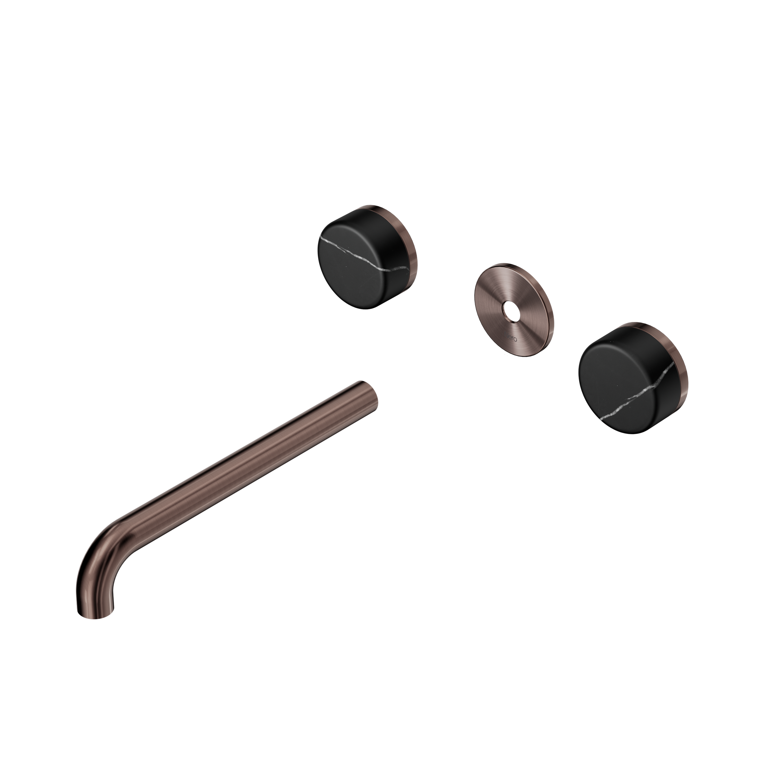 Serenity Wall Basin Set 220mm Spout With Marquina Black Handle Trim Kit Only Brushed Bronze