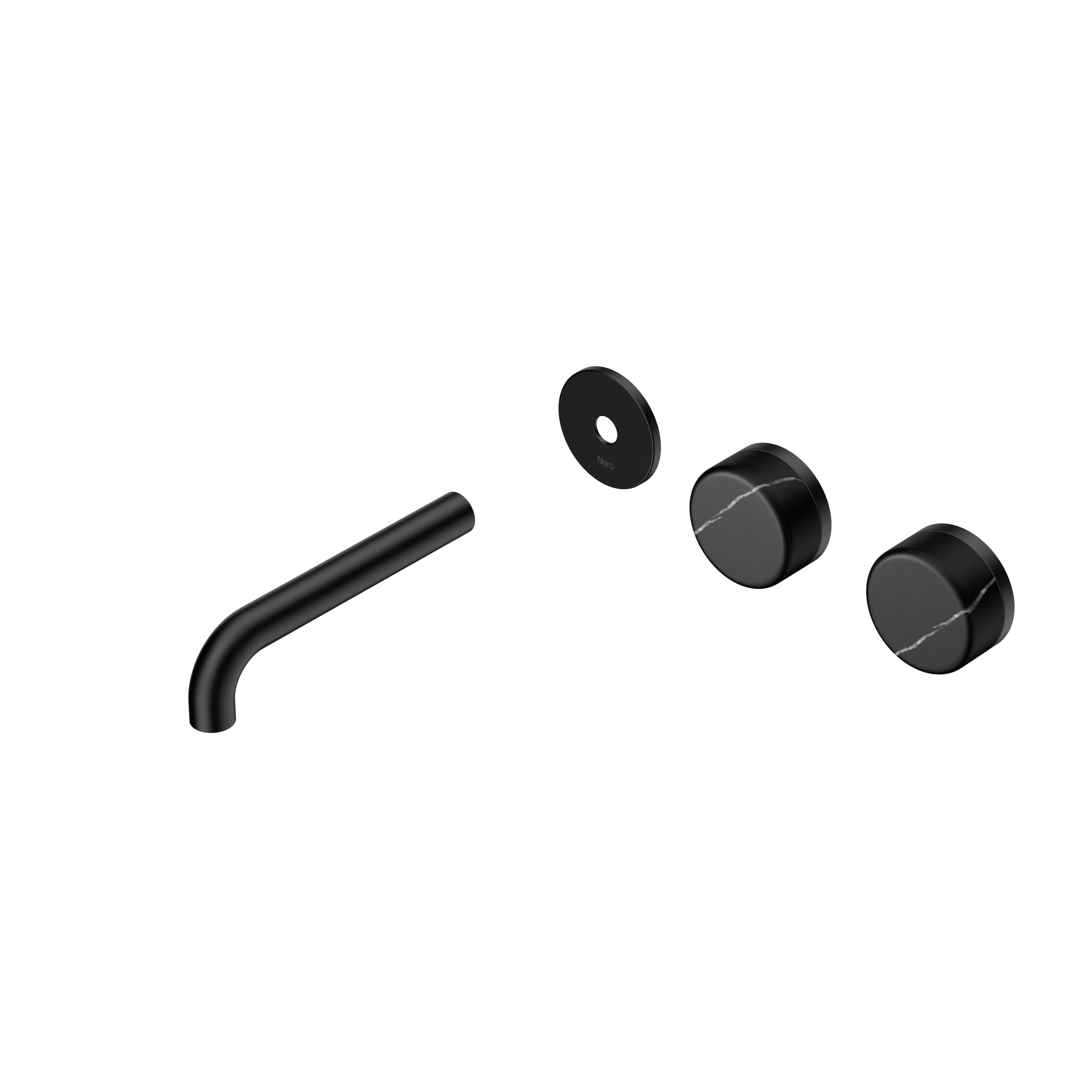 Serenity Wall Basin Set 160mm Offset Spout With Marquina Black Handle Trim Kit Only Matte Black