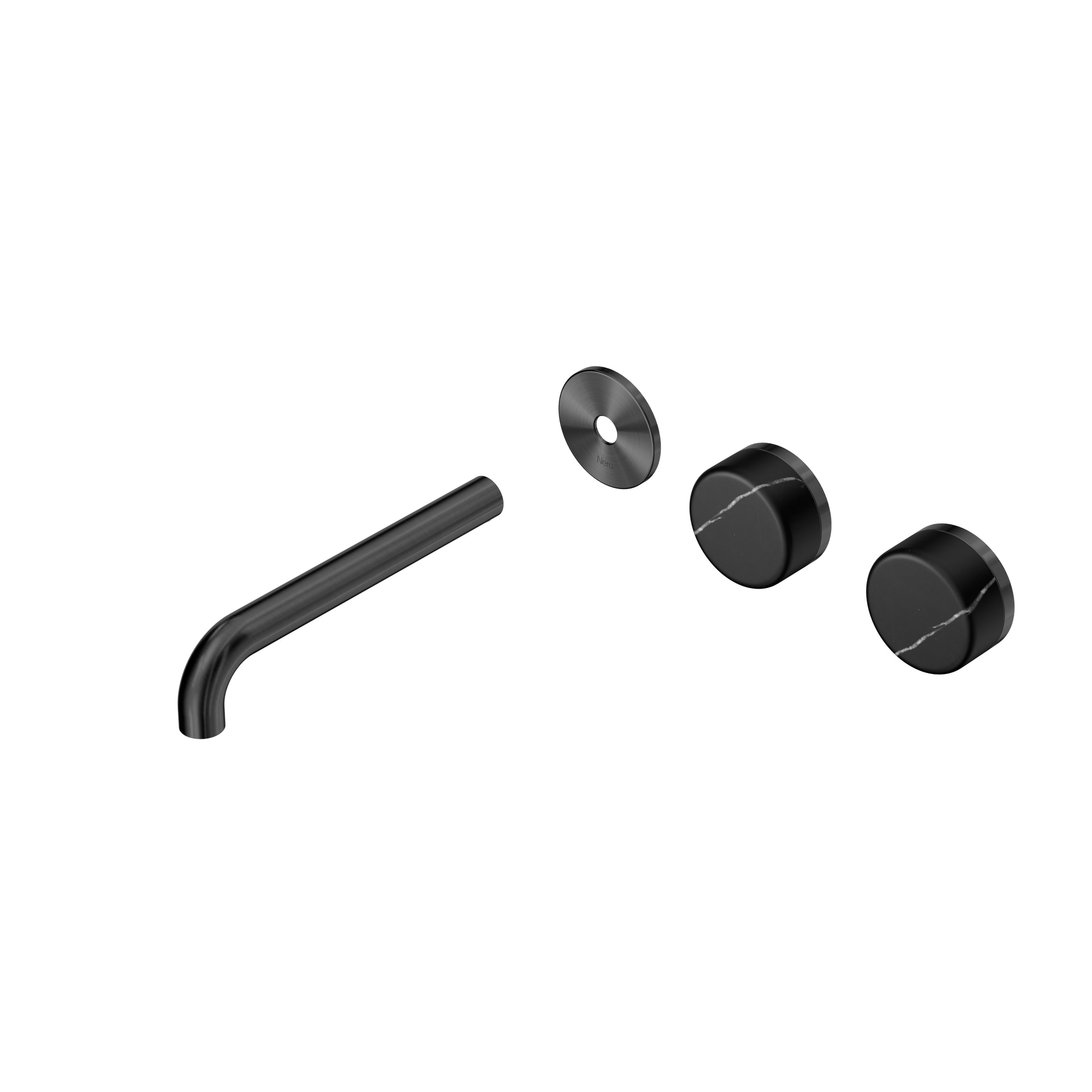Serenity Wall Basin Set 185mm Offset Spout With Marquina Black Handle Trim Kit Only Gun Metal