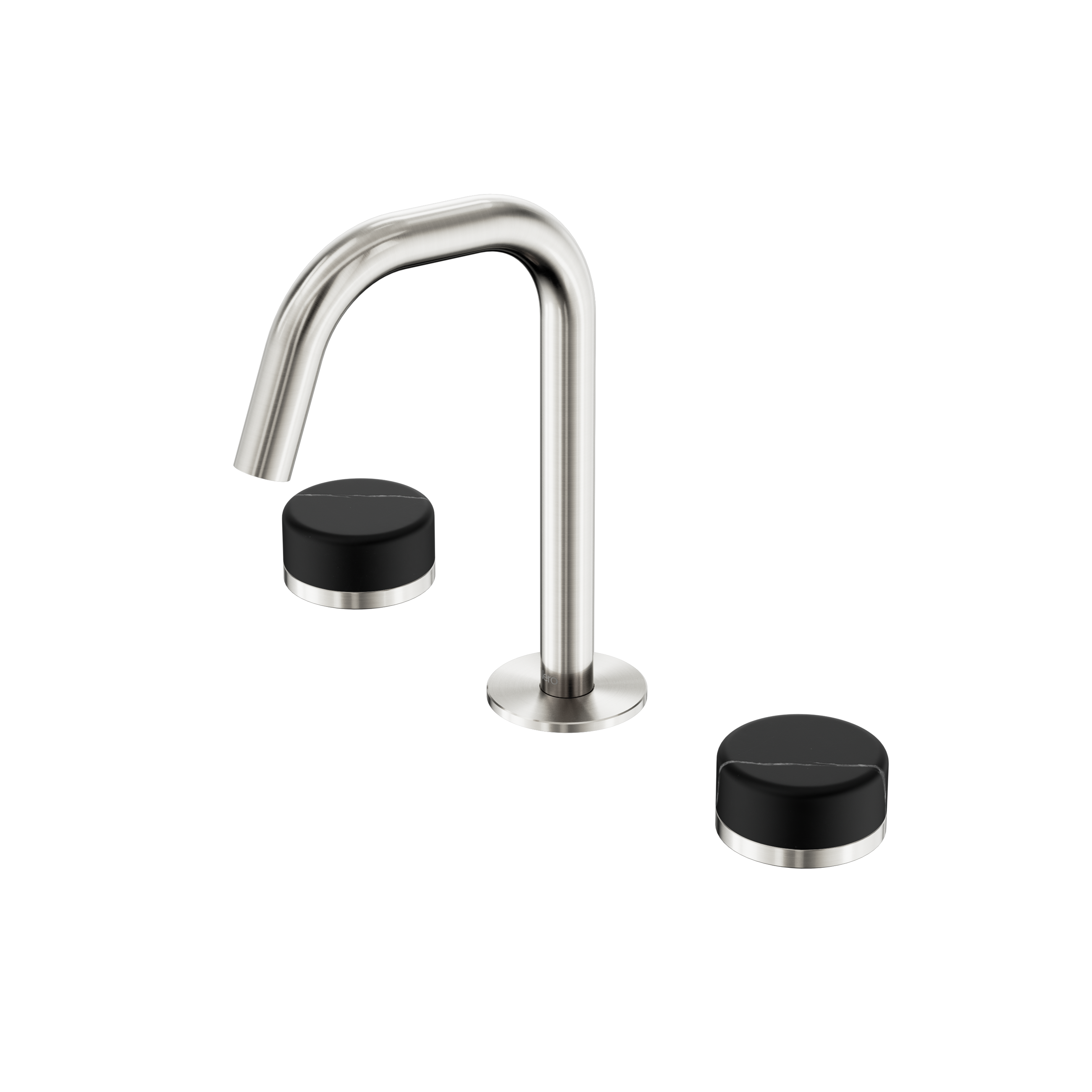 Serenity Basin Set Edge Spout With Marquina Black Handle Brushed Nickel