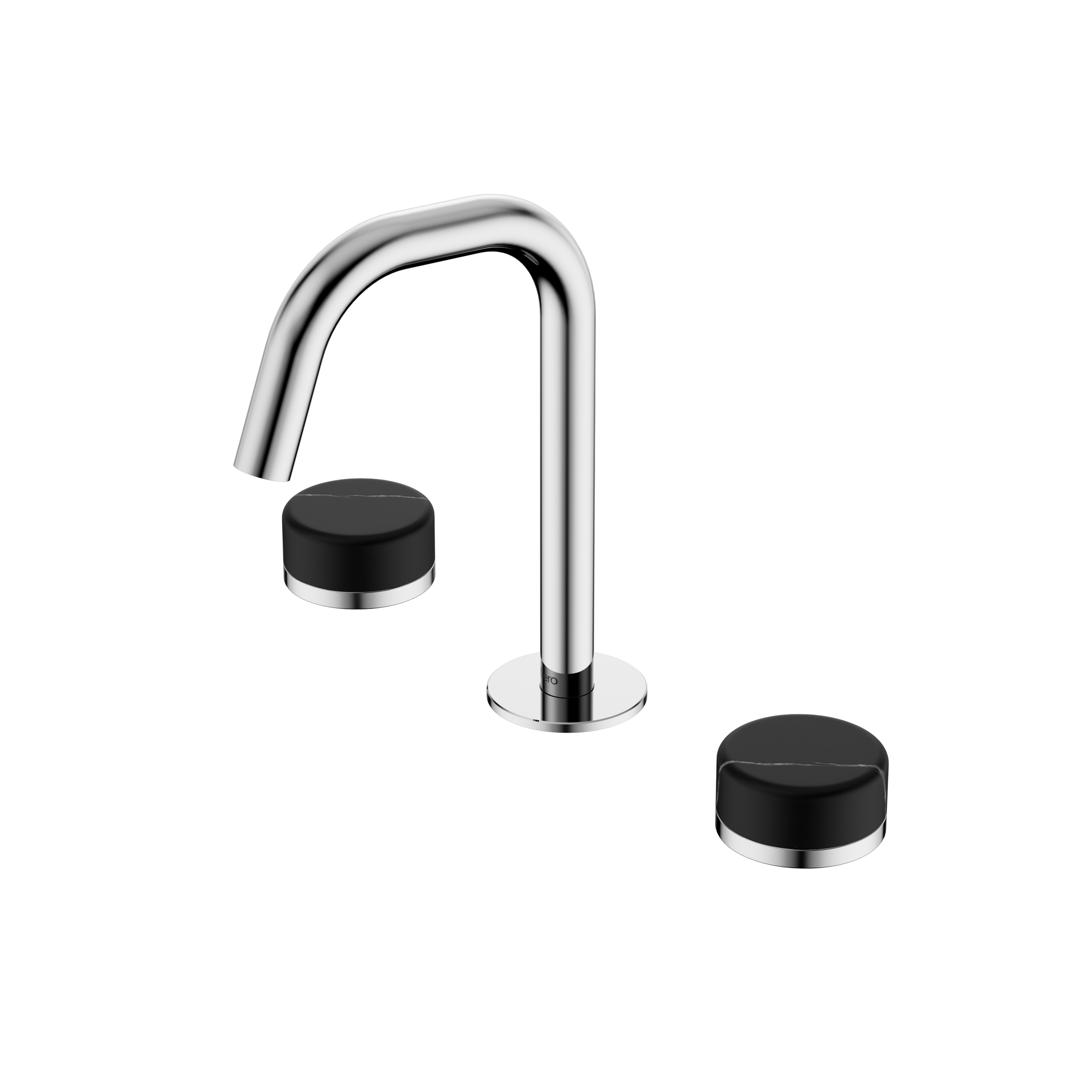 Serenity Basin Set Edge Spout With Marquina Black Handle Chrome