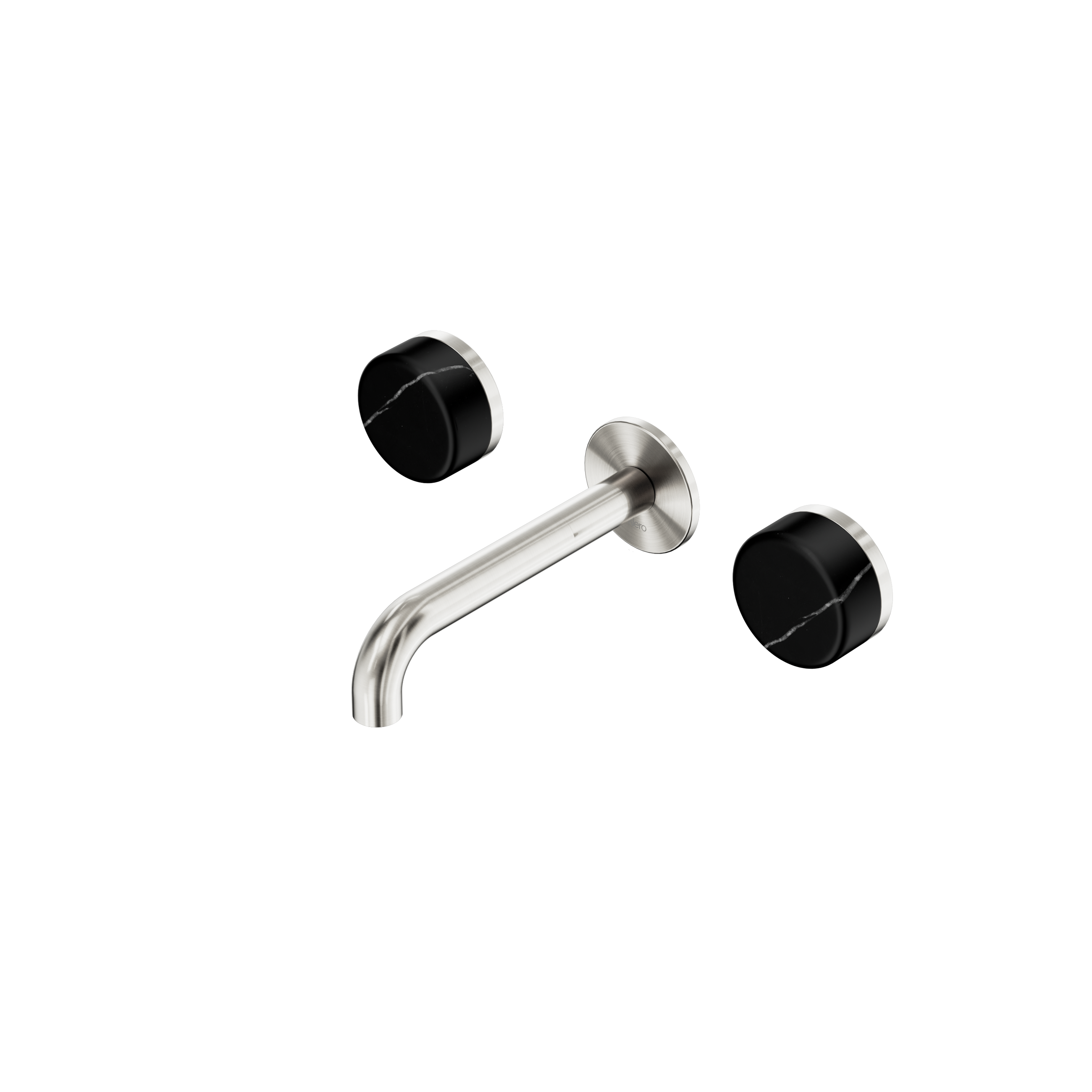 Serenity Wall Basin Set 160mm Spout With Marquina Black Handle Brushed Nickel
