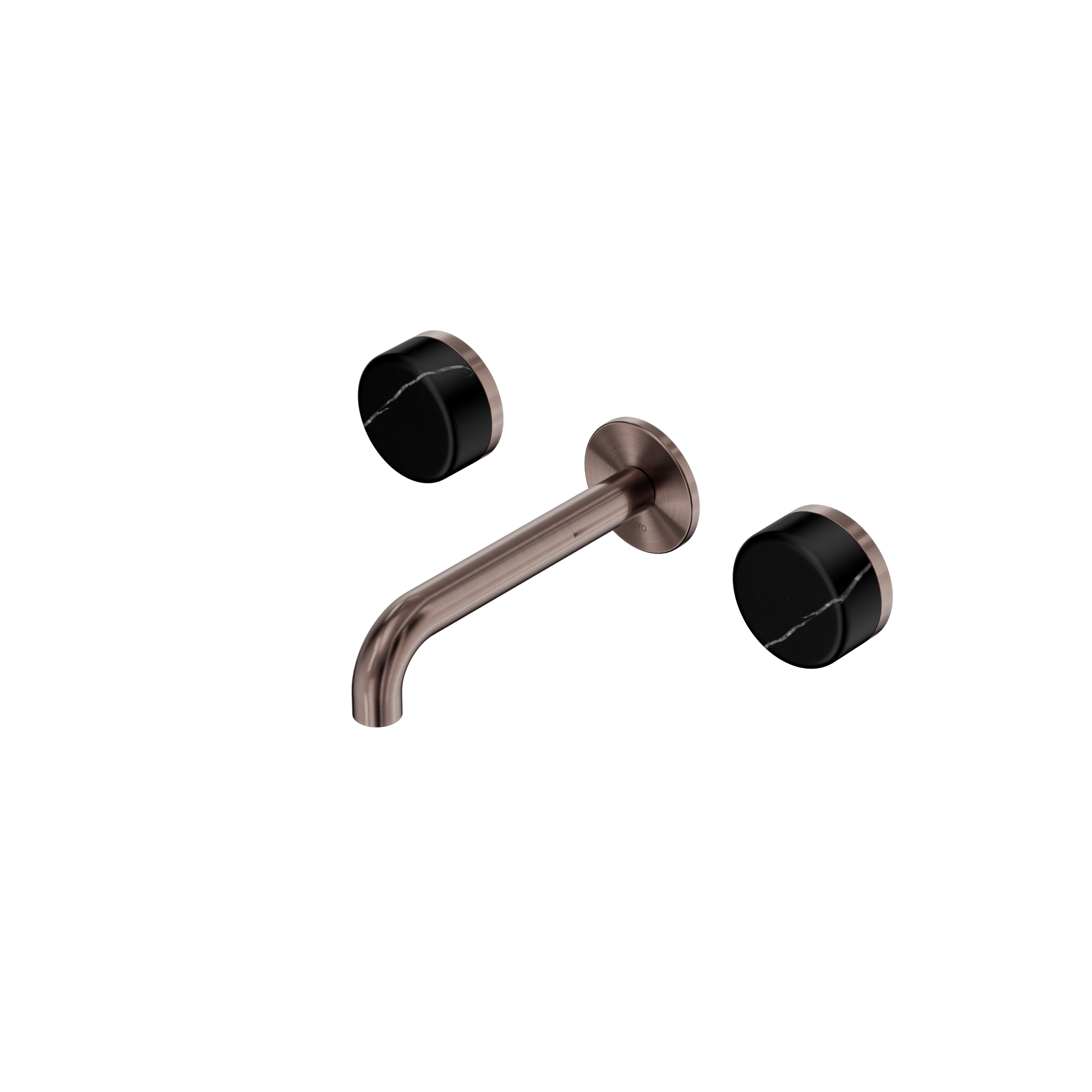 Serenity Wall Basin Set 160mm Spout With Marquina Black Handle Brushed Bronze