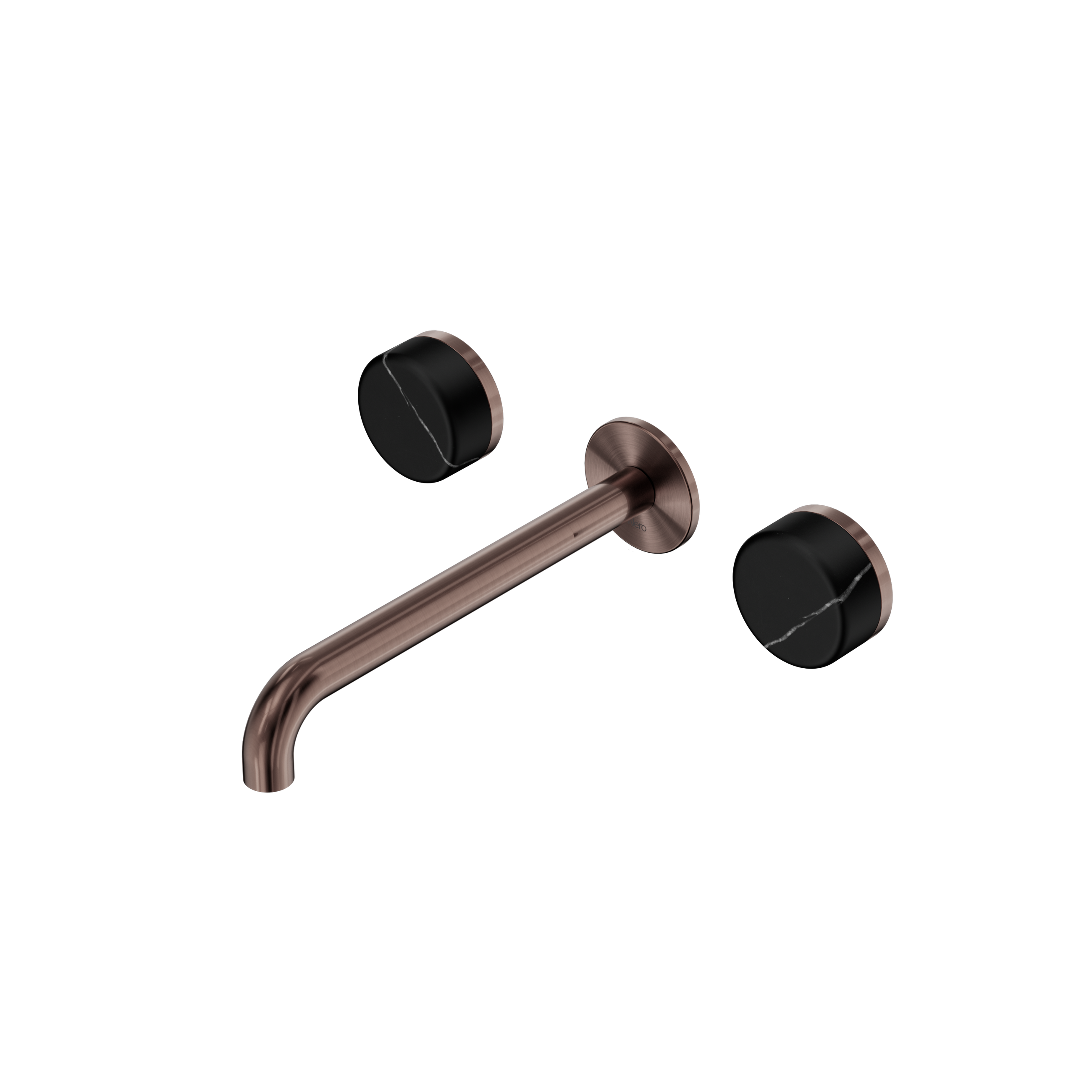 Serenity Wall Basin Set 220mm Spout With Marquina Black Handle Brushed Bronze