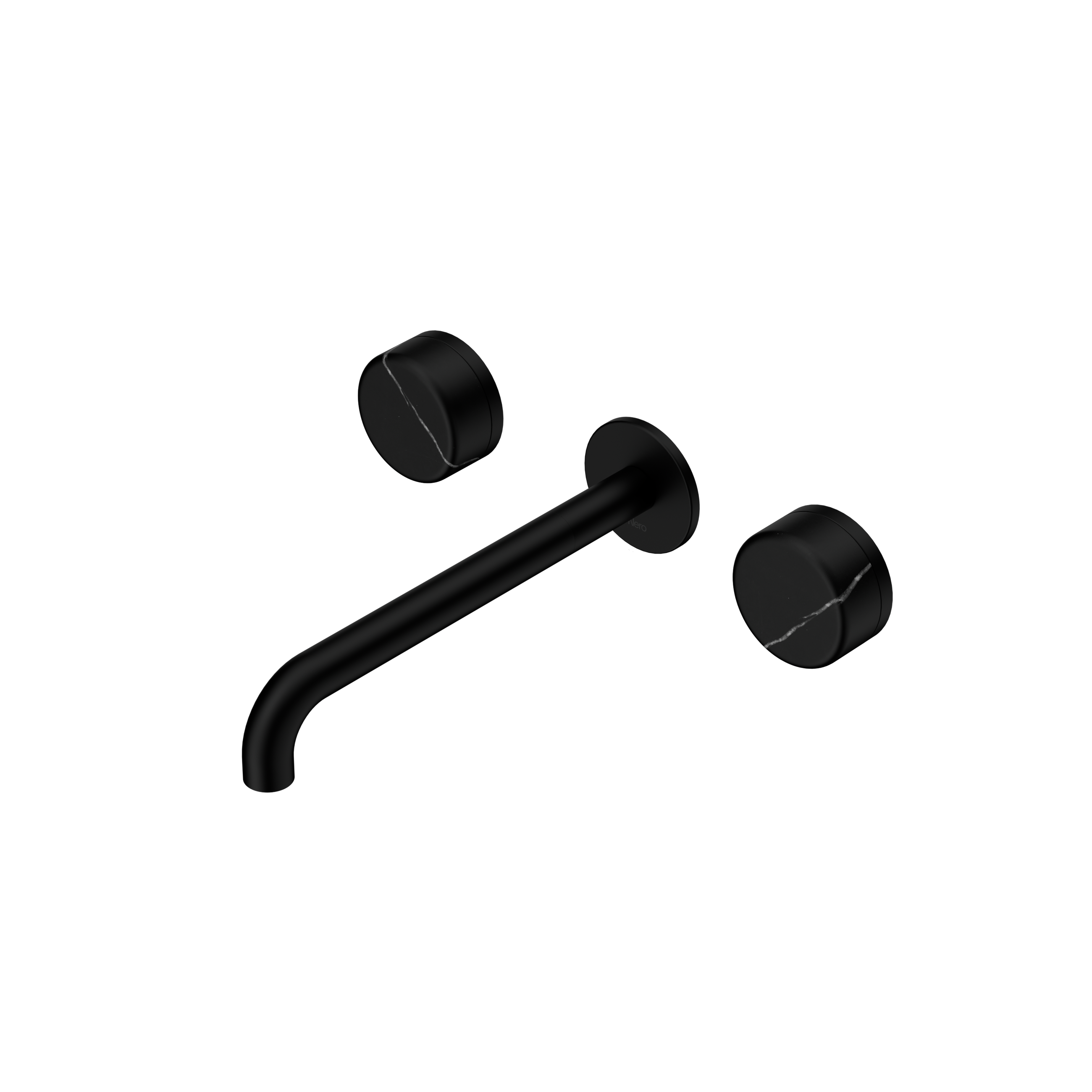 Serenity Wall Basin Set 220mm Spout With Marquina Black Handle Matte Black