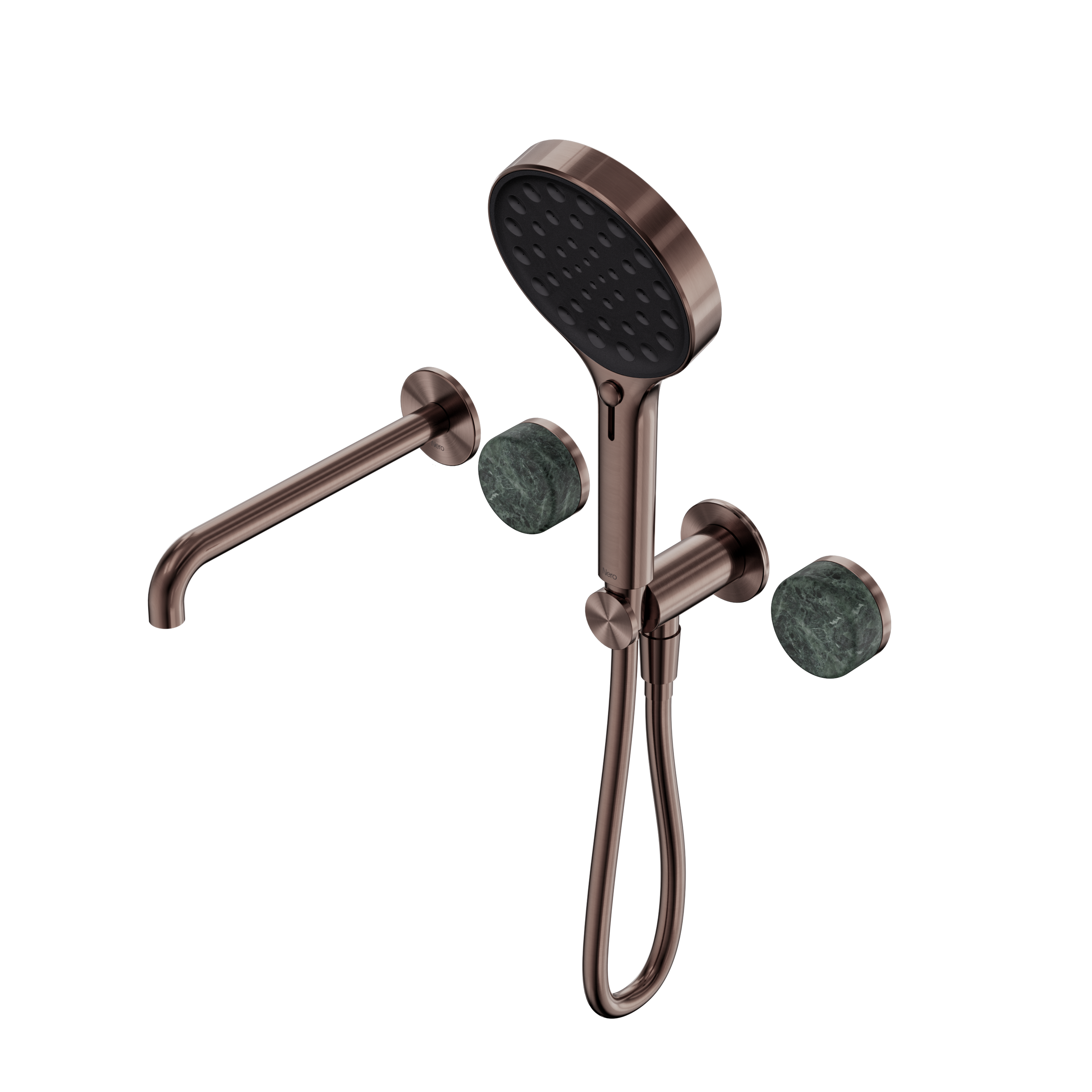 Serenity Progressive Shower System With Spout With Verde Alpi Handle And Serenity Hand Shower Brushed Bronze