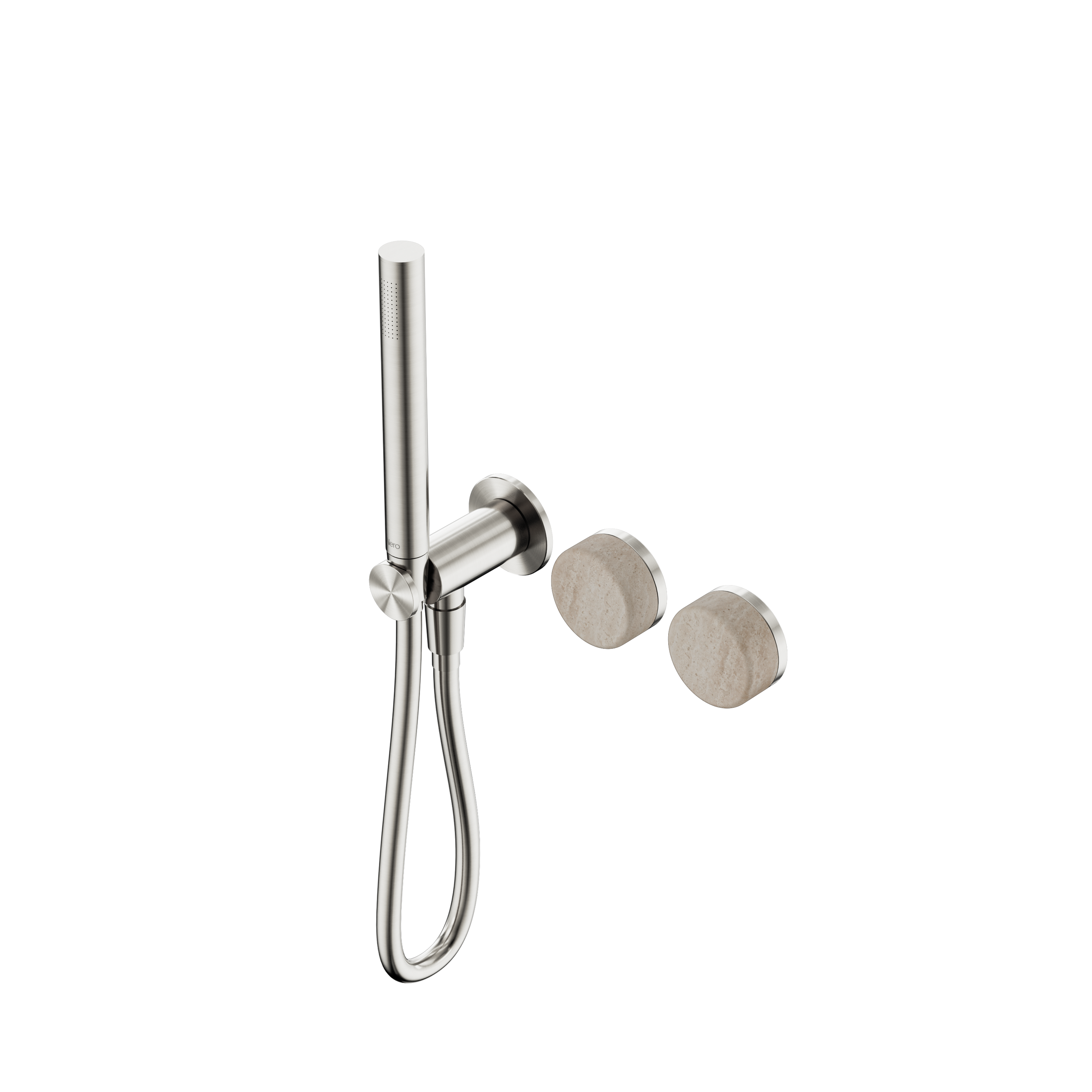 Serenity Progressive Shower System With Rome Travertine Handle And Slim Shower Brushed Nickel