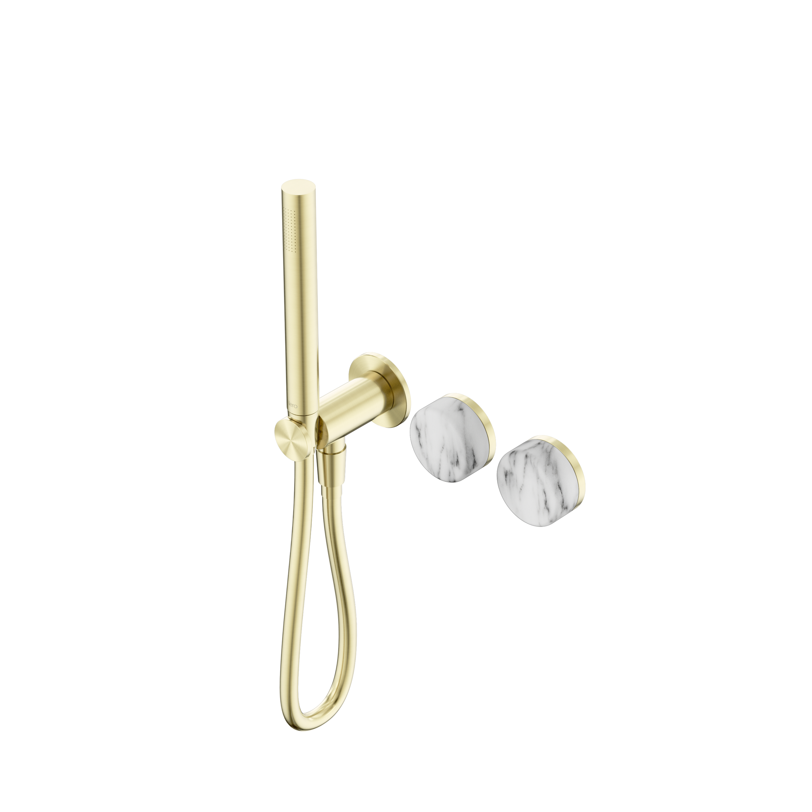 Serenity Progressive Shower System With Arabescato Corchia Handle And Slim Shower Brushed Gold