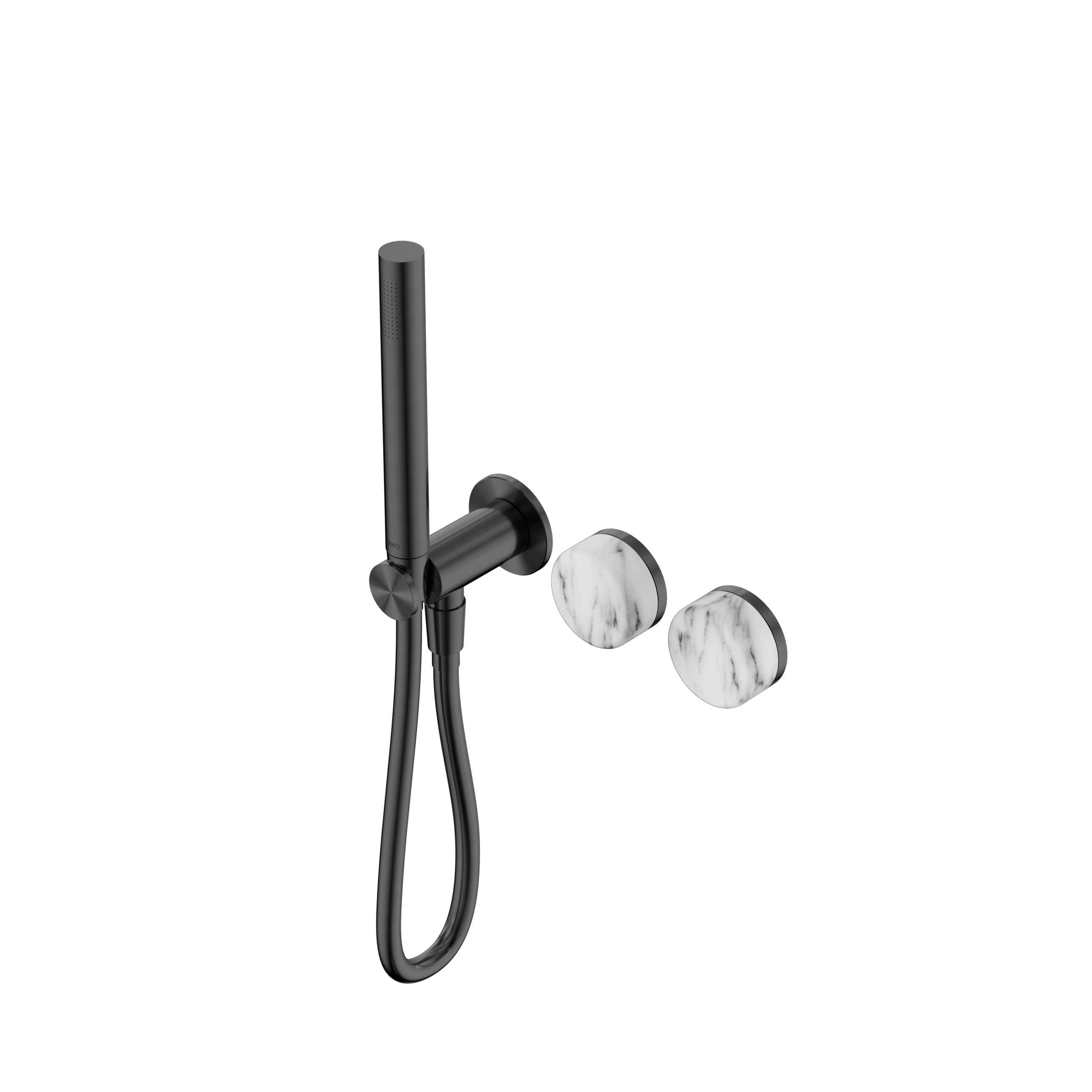Serenity Progressive Shower System With Arabescato Corchia Handle And Slim Shower Gun Metal