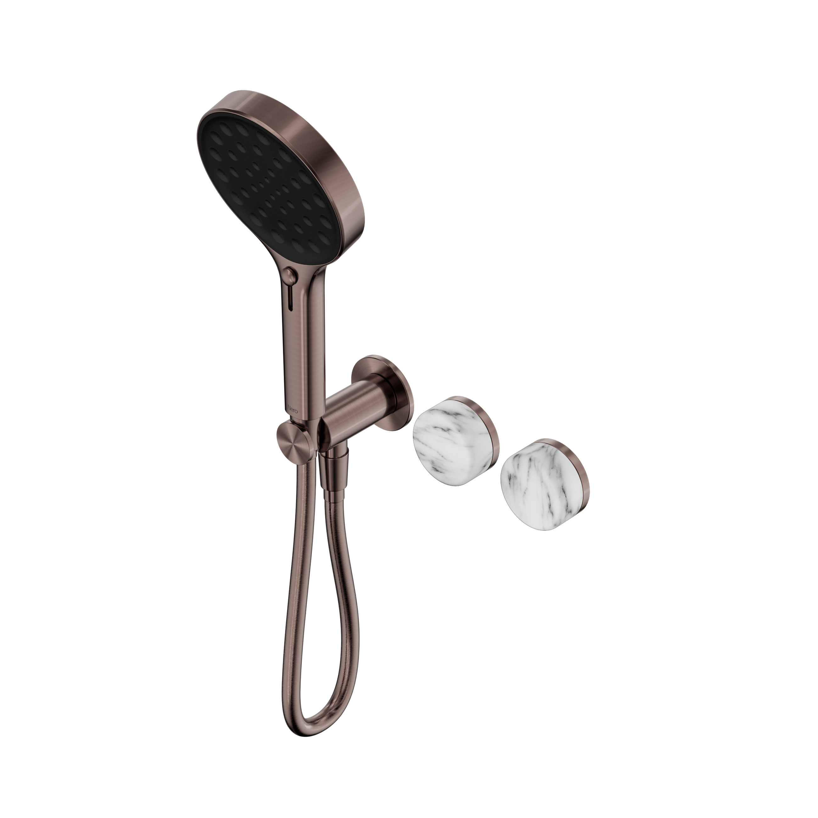 Serenity Progressive Shower System With Arabescato Corchia Handle And Serenity Hand Shower Brushed Bronze