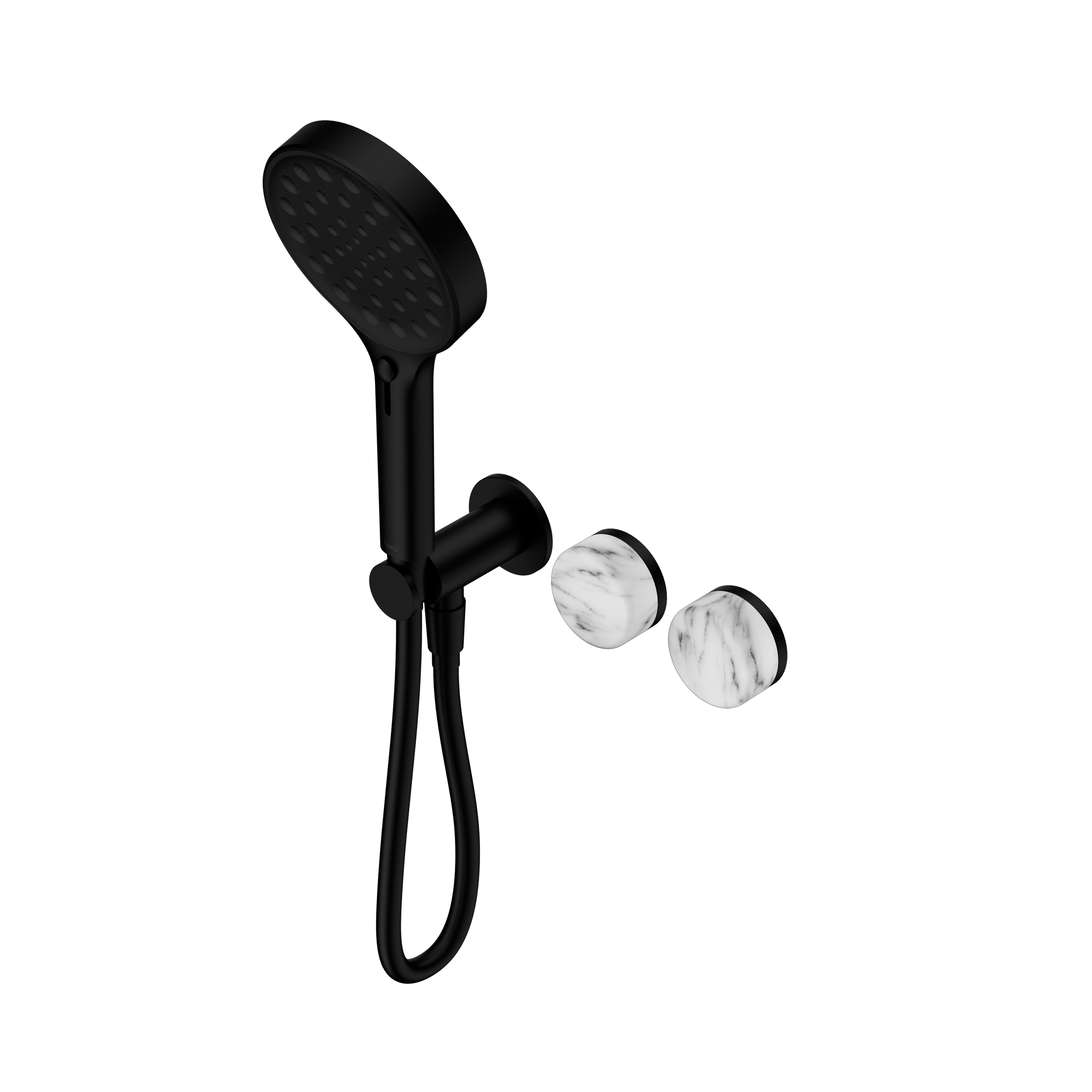 Serenity Progressive Shower System With Arabescato Corchia Handle And Serenity Hand Shower Matte Black