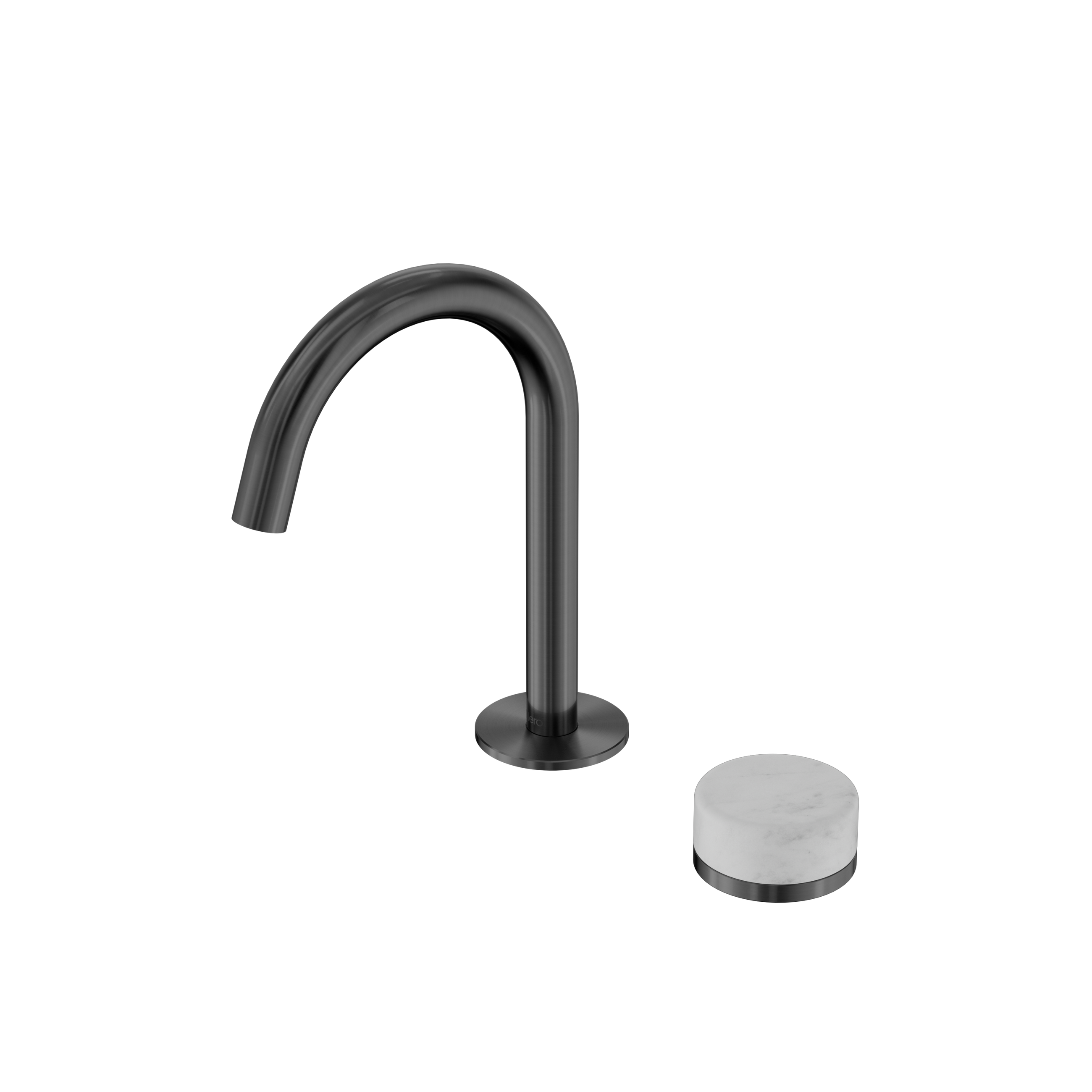 Serenity Progressive Basin Mixer Arc Spout With Carrara Handle Gun Metal