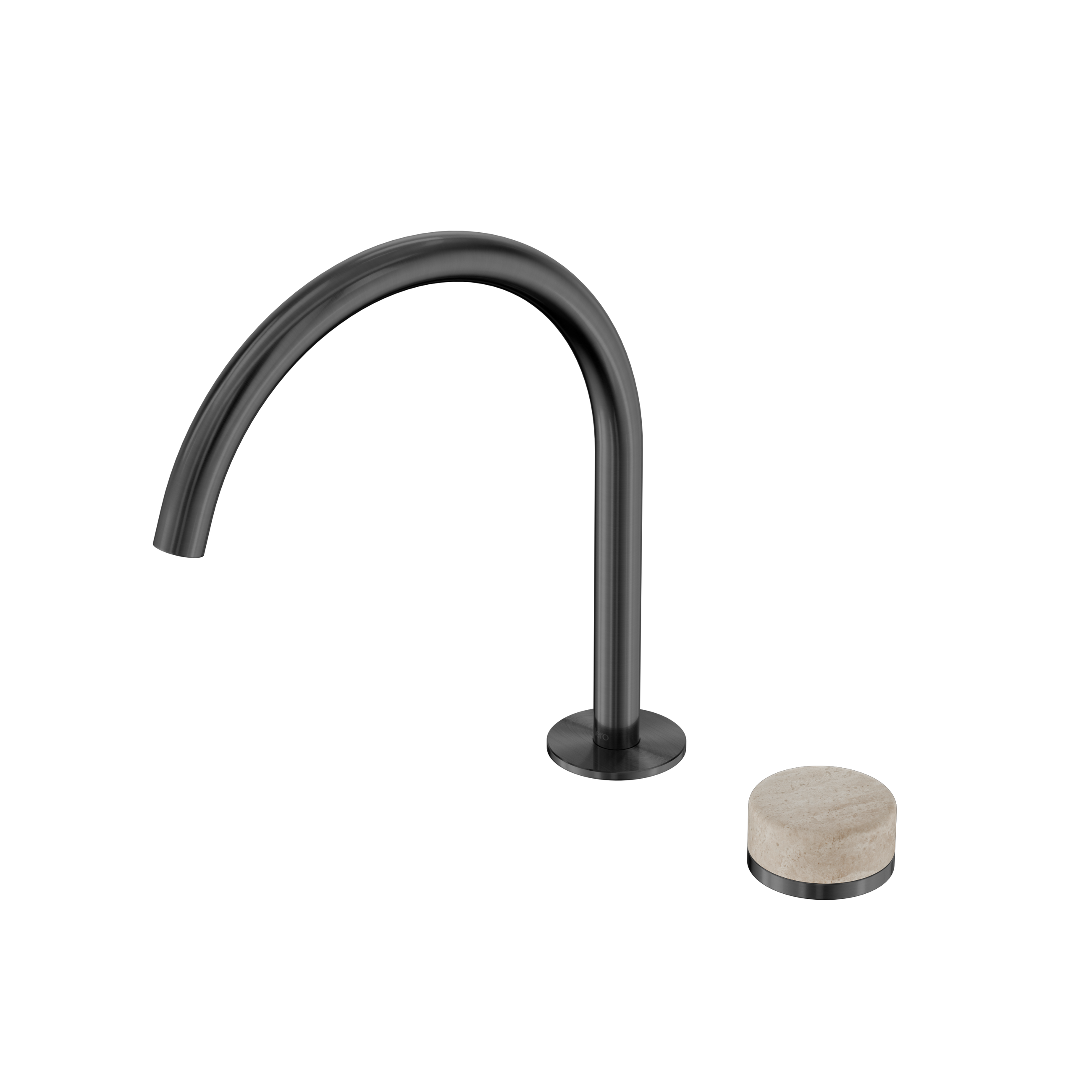Serenity Progressive Bath/Kitchen Mixer Arc Spout With Rome Travertine Handle Gun Metal