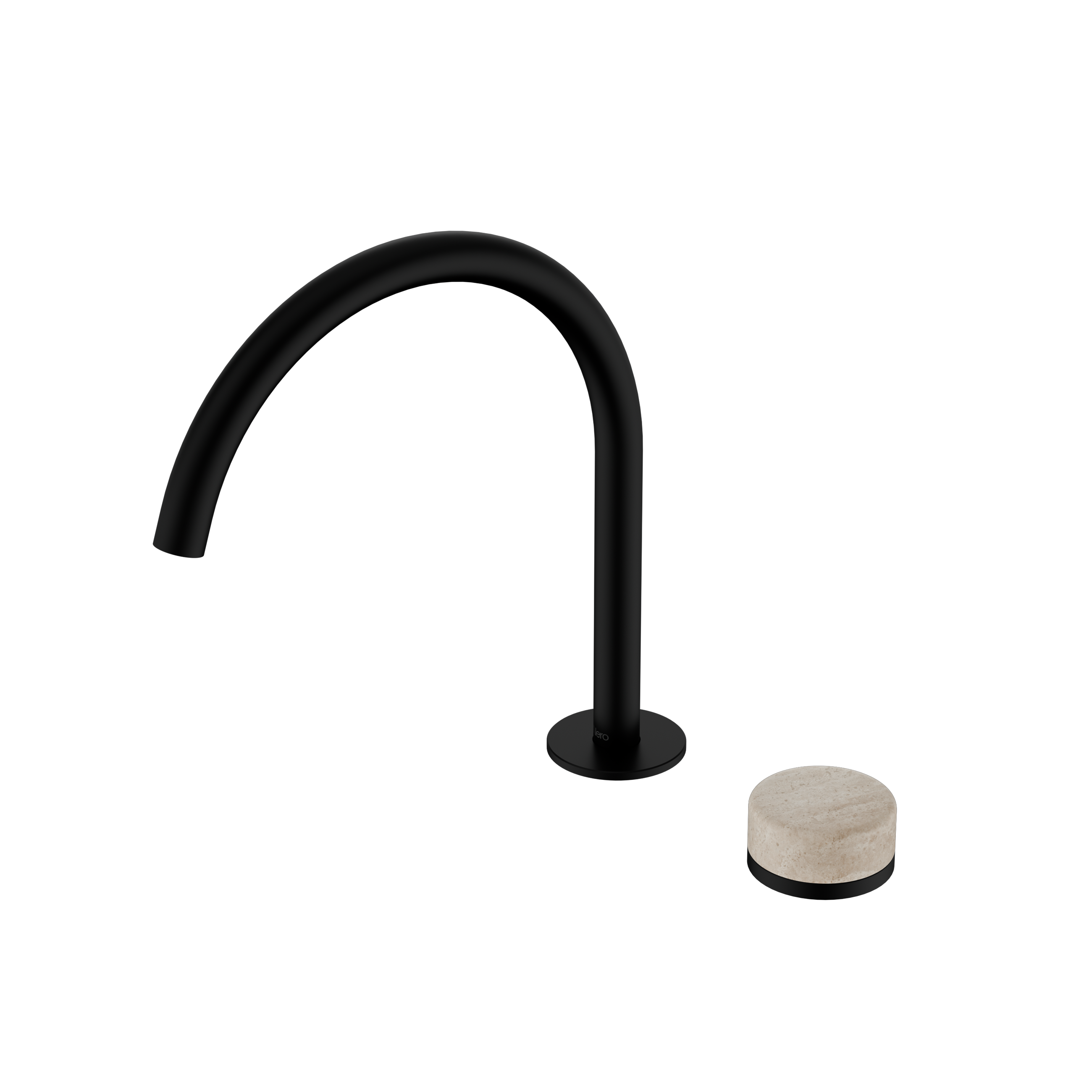Serenity Progressive Bath/Kitchen Mixer Arc Spout With Rome Travertine Handle Matte Black