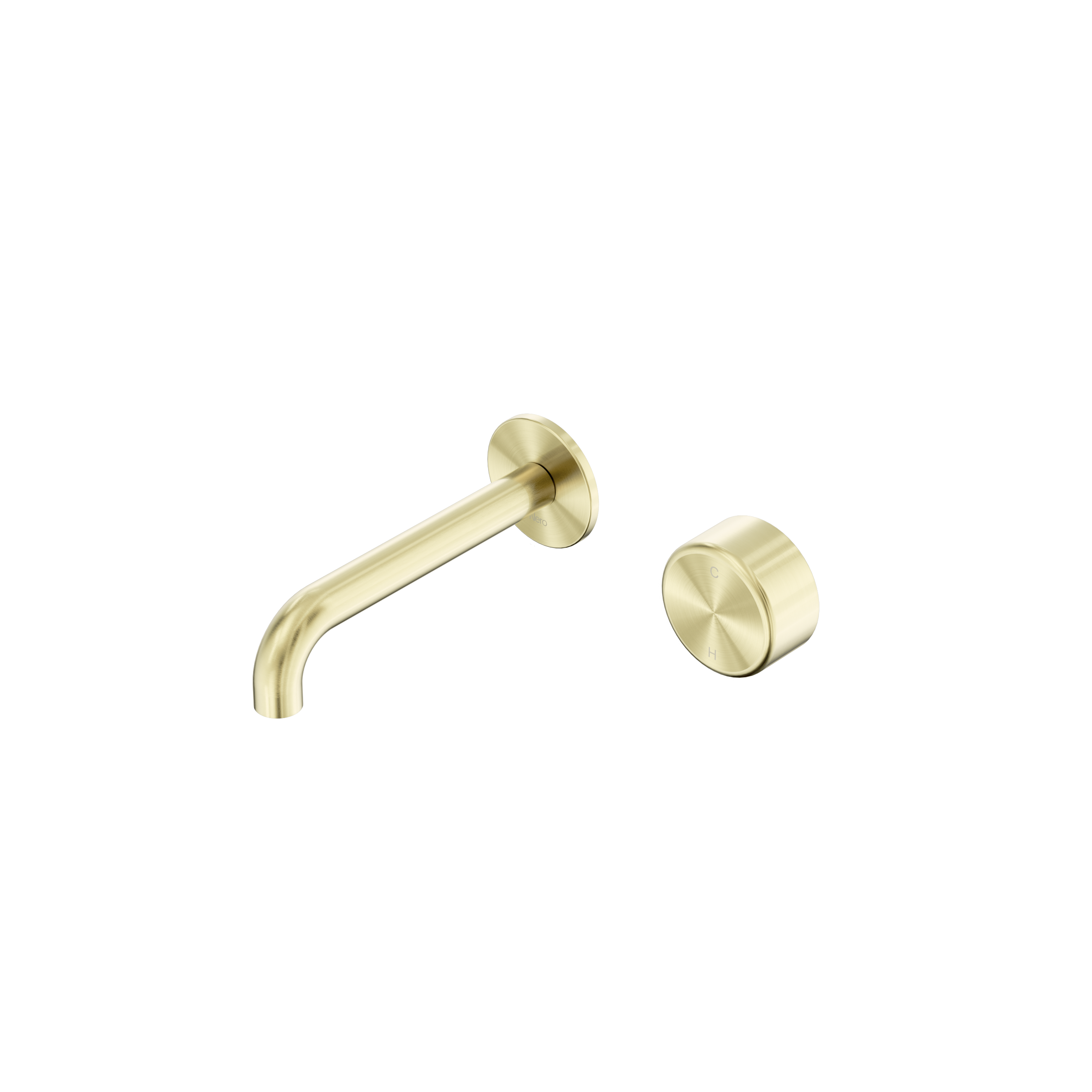 Serenity Progressive Wall Basin Mixer 160mm Spout With Metal Handle Brushed Gold