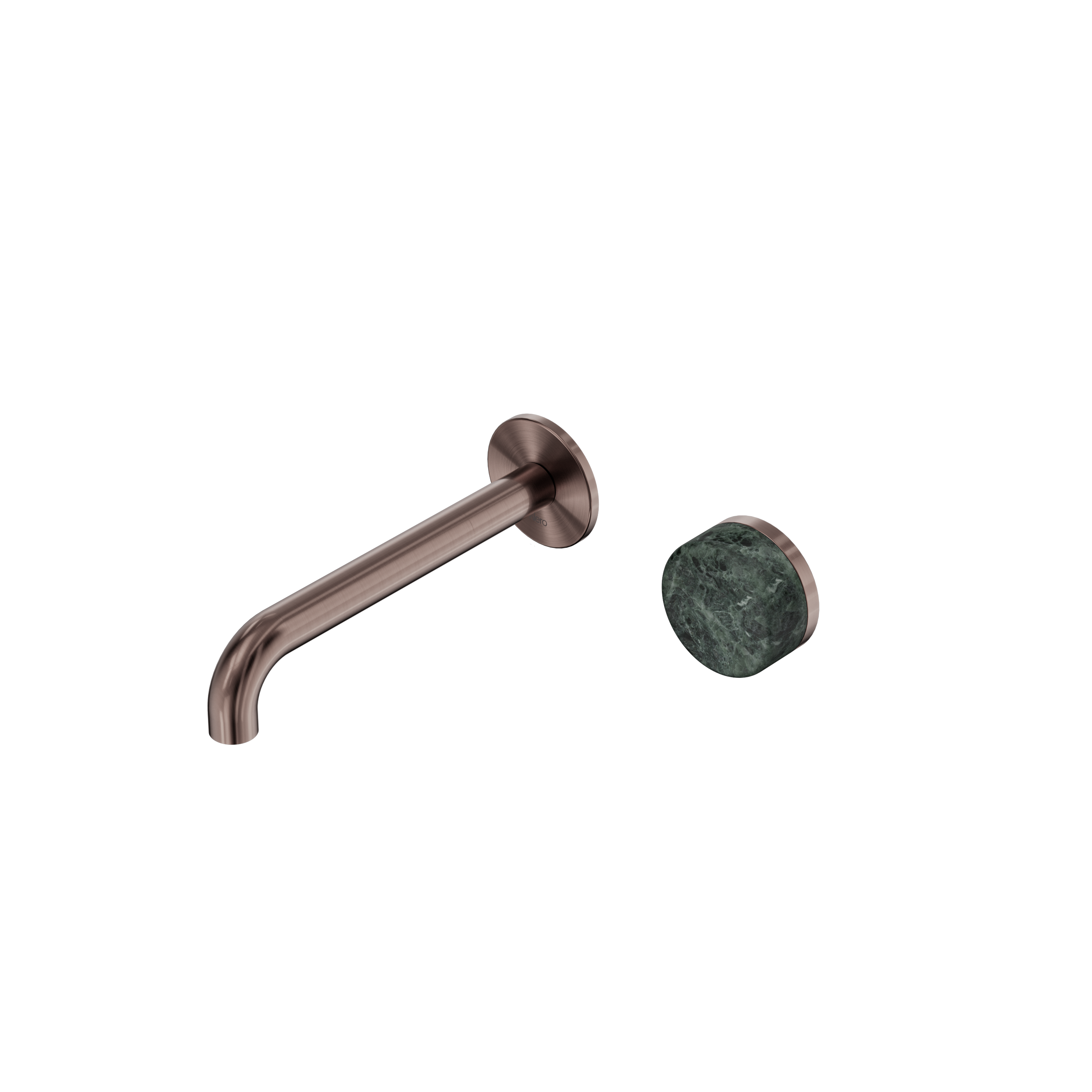 Serenity Progressive Wall Basin Mixer 185mm Spout With Verde Alpi Handle Brushed Bronze