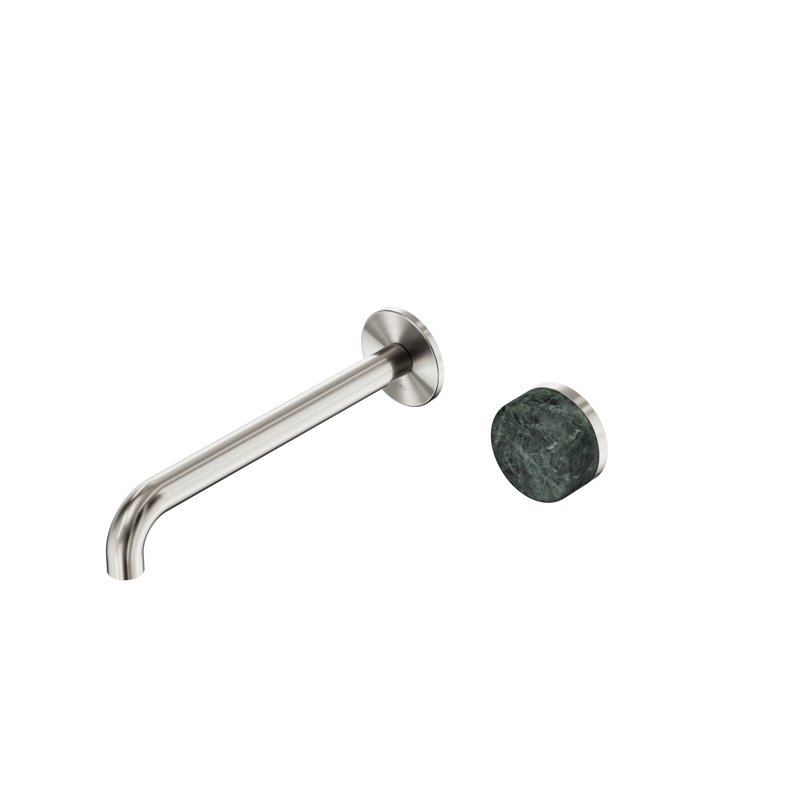 Serenity Progressive Wall Basin Mixer 220mm Spout With Verde Alpi Handle Brushed Nickel