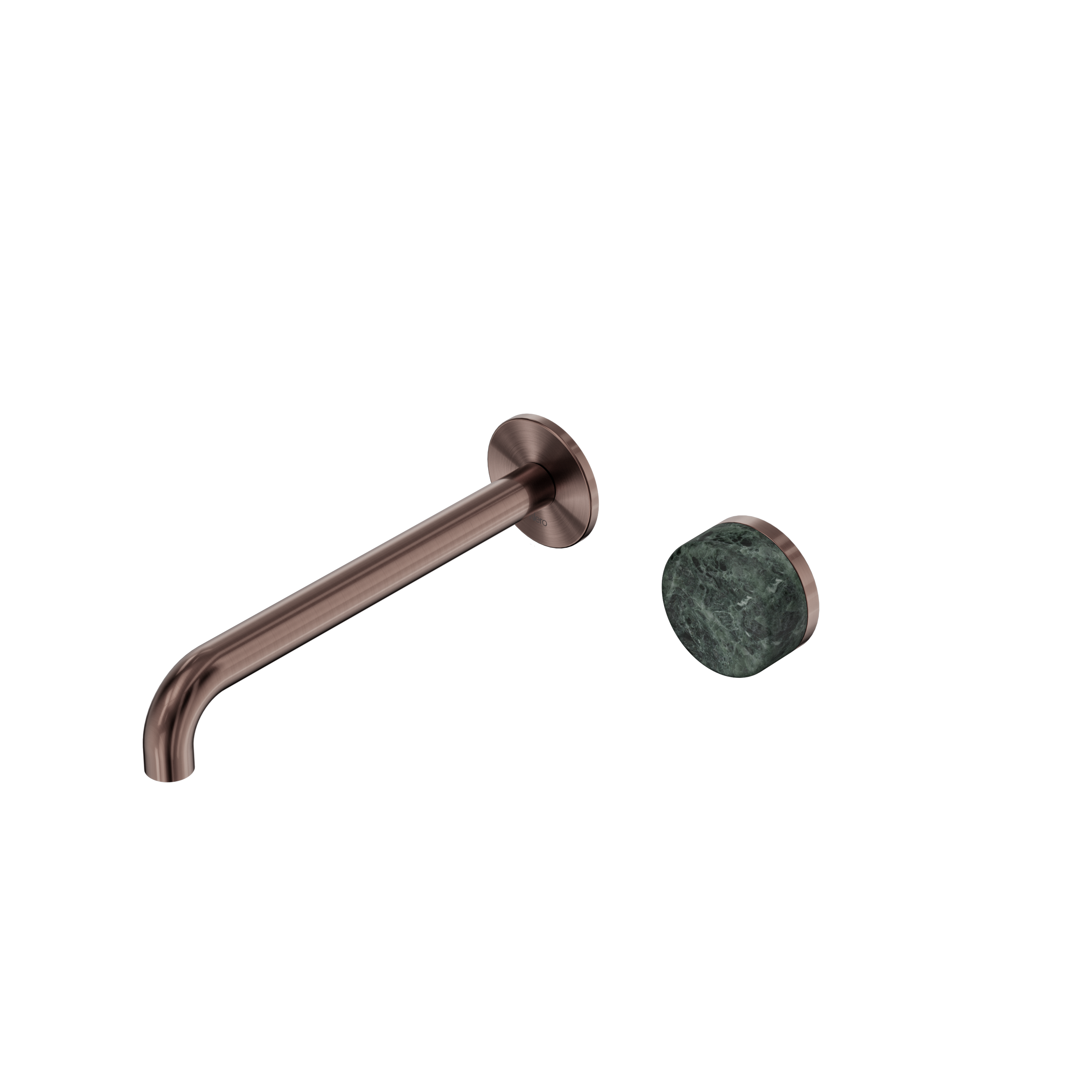 Serenity Progressive Wall Basin Mixer 220mm Spout With Verde Alpi Handle Brushed Bronze