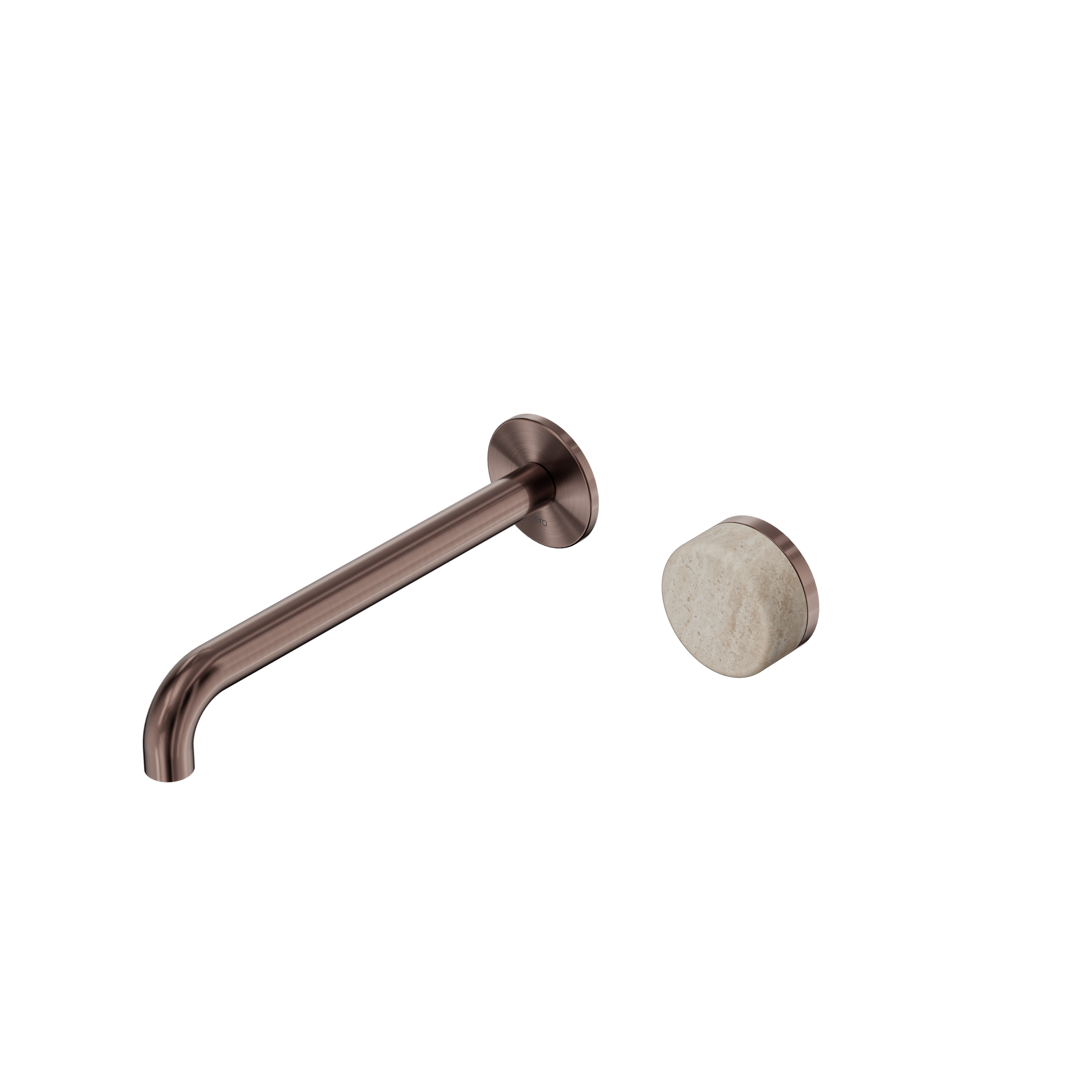 Serenity Progressive Wall Basin Mixer 220mm Spout With Rome Travertine Handle Brushed Bronze