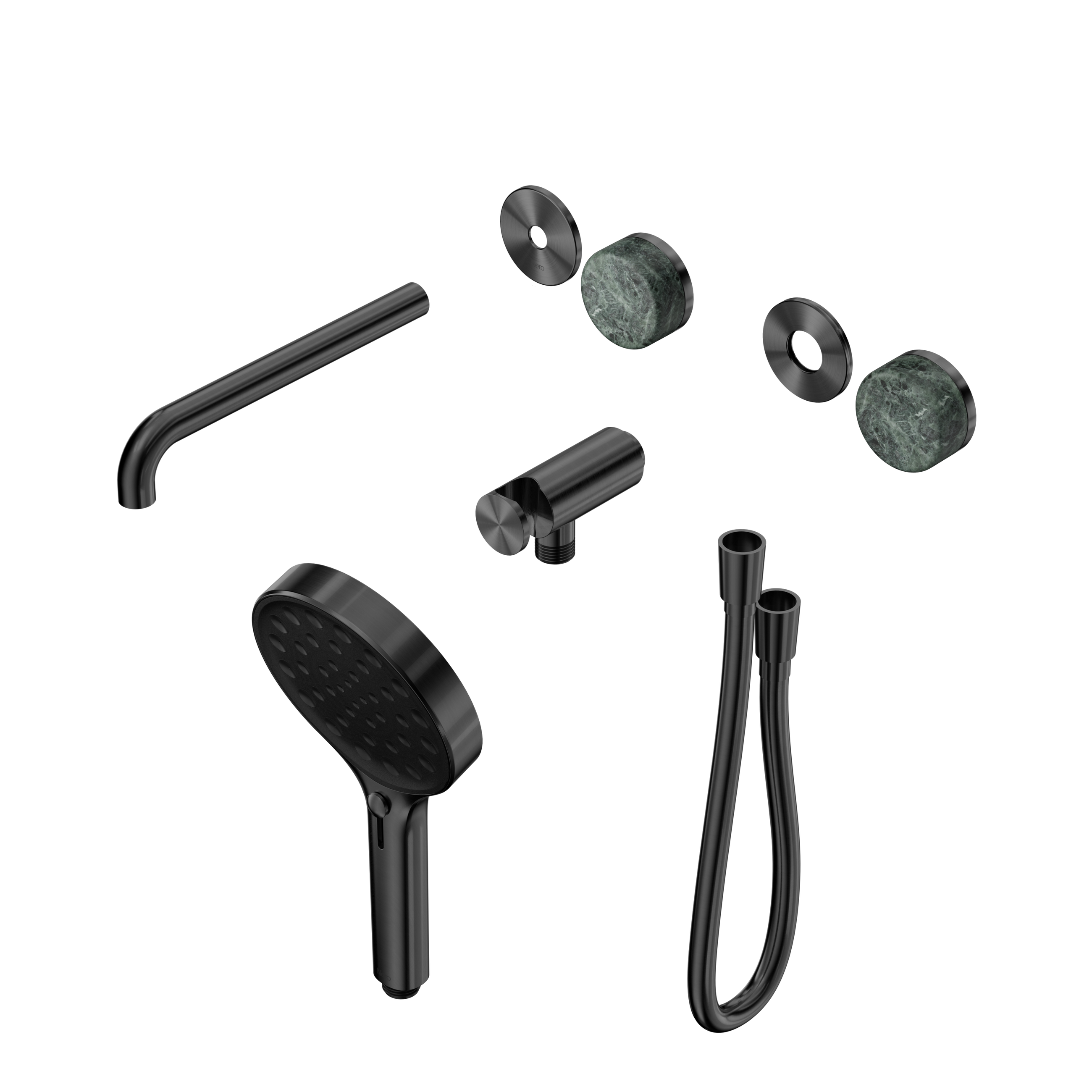 Serenity Progressive Shower System With Spout With Verde Alpi Handle And Serenity Hand Shower Trim Kit Only Gun Metal