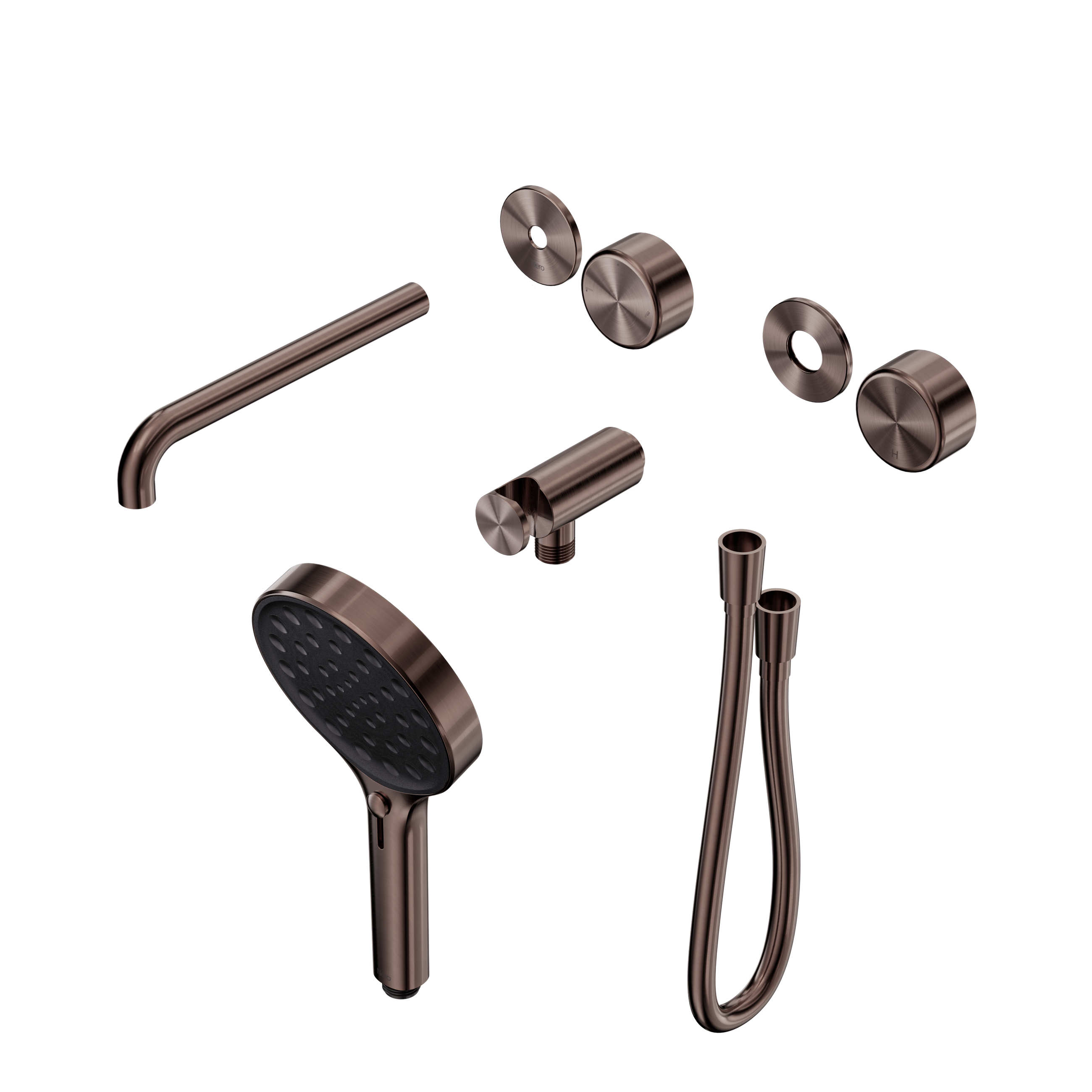 Serenity Progressive Shower System With Spout With Metal Handle And Serenity Hand Shower Trim Kit Only Brushed Bronze