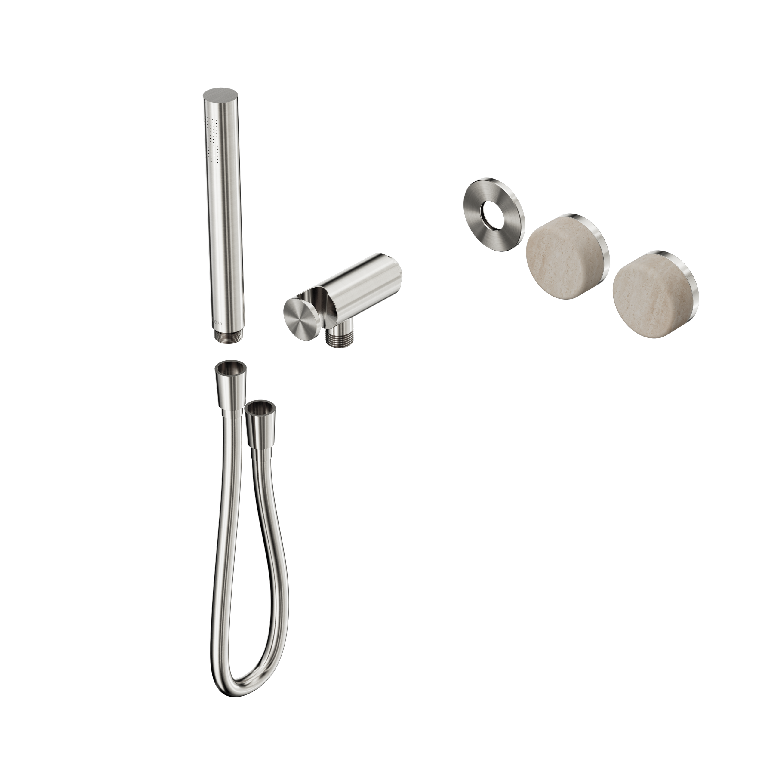Serenity Progressive Shower System With Rome Travertine Handle And Slim Shower Trim Kit Only Brushed Nickel