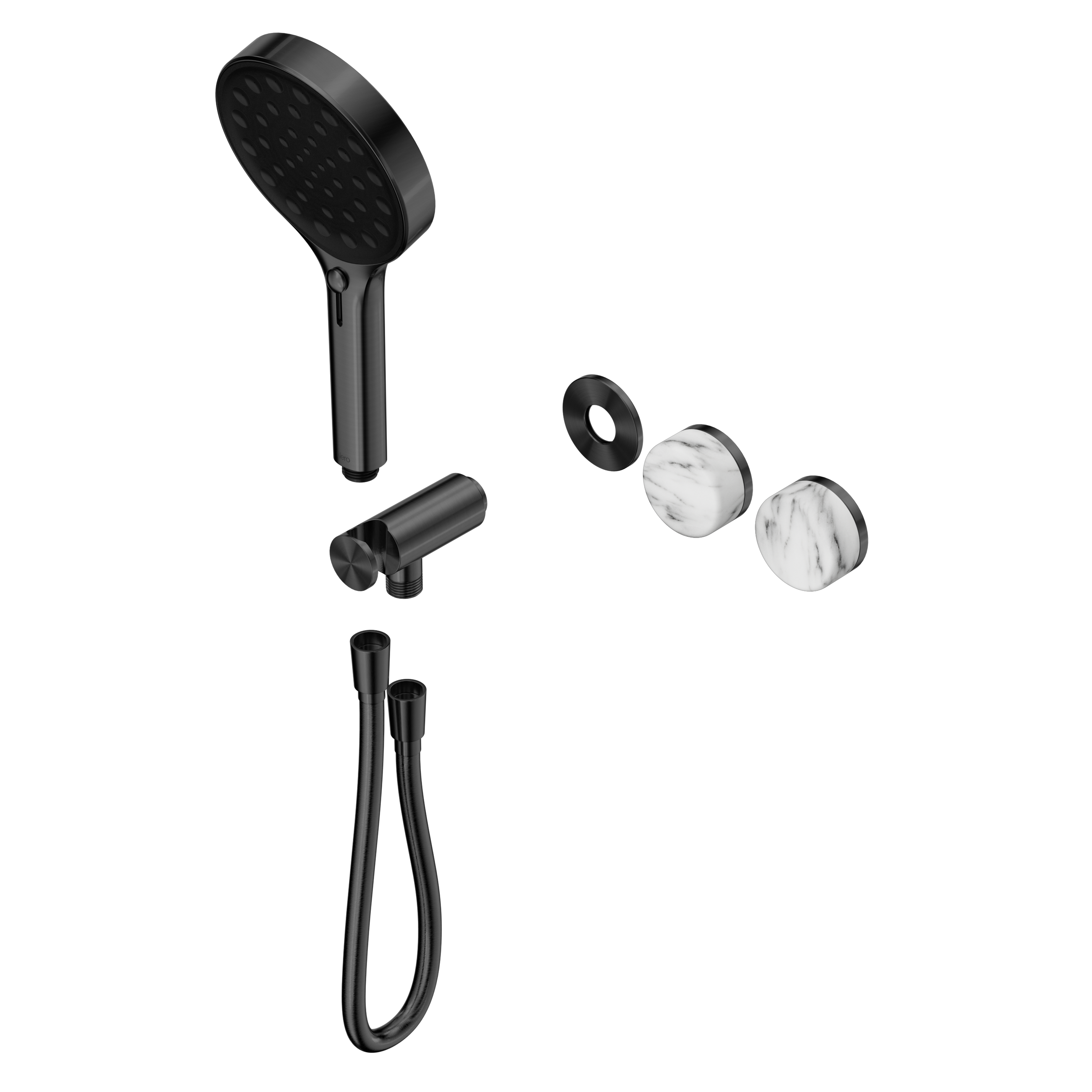 Serenity Progressive Shower System With Arabescato Corchia Handle And Serenity Hand Shower Trim Kit Only Gun Metal