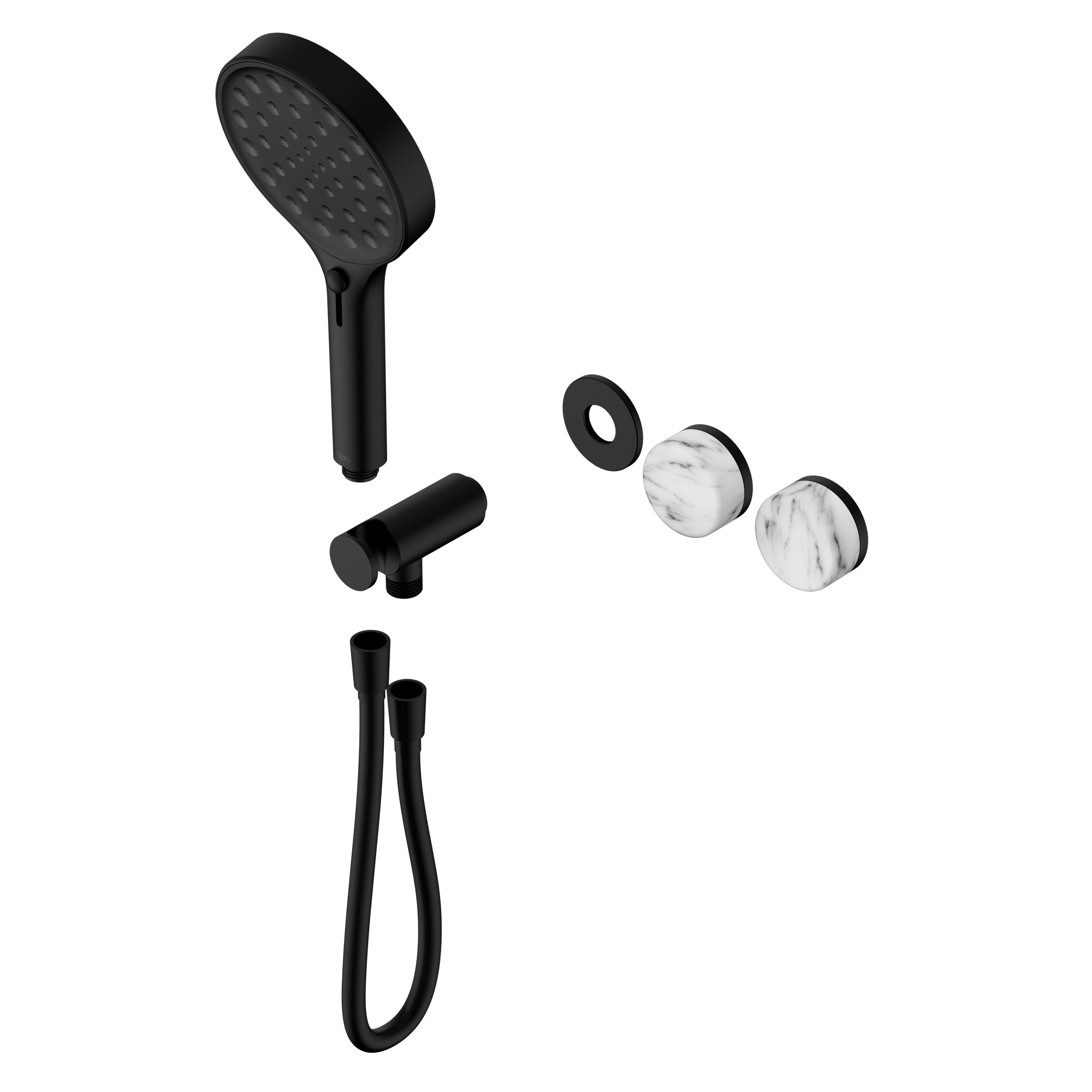 Serenity Progressive Shower System With Arabescato Corchia Handle And Serenity Hand Shower Trim Kit Only Matte Black