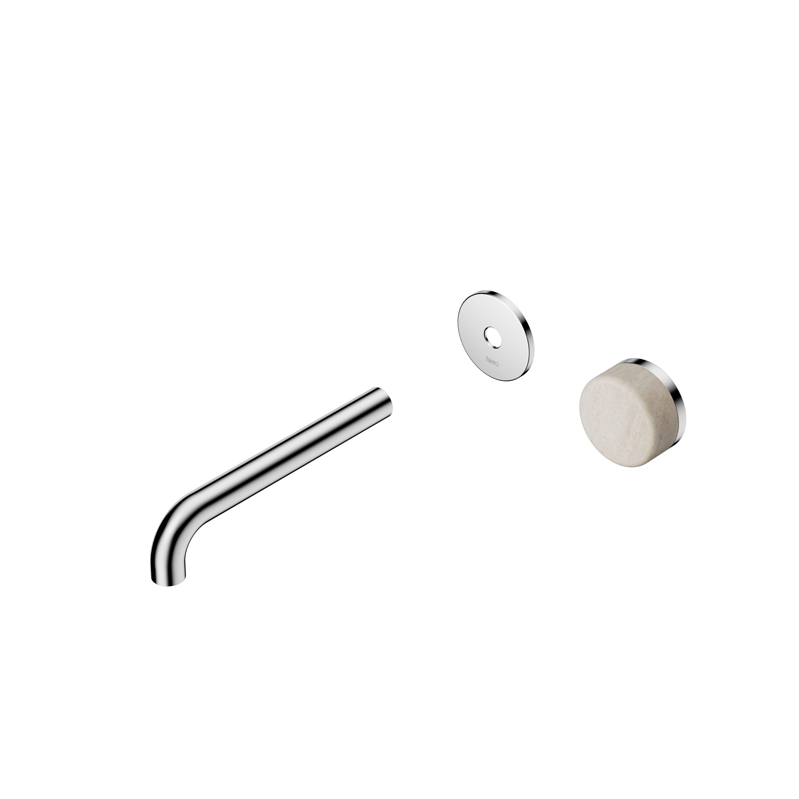 Serenity Progressive Wall Basin Mixer 185mm Spout With Rome Travertine Handle Trim Kit Only Chrome