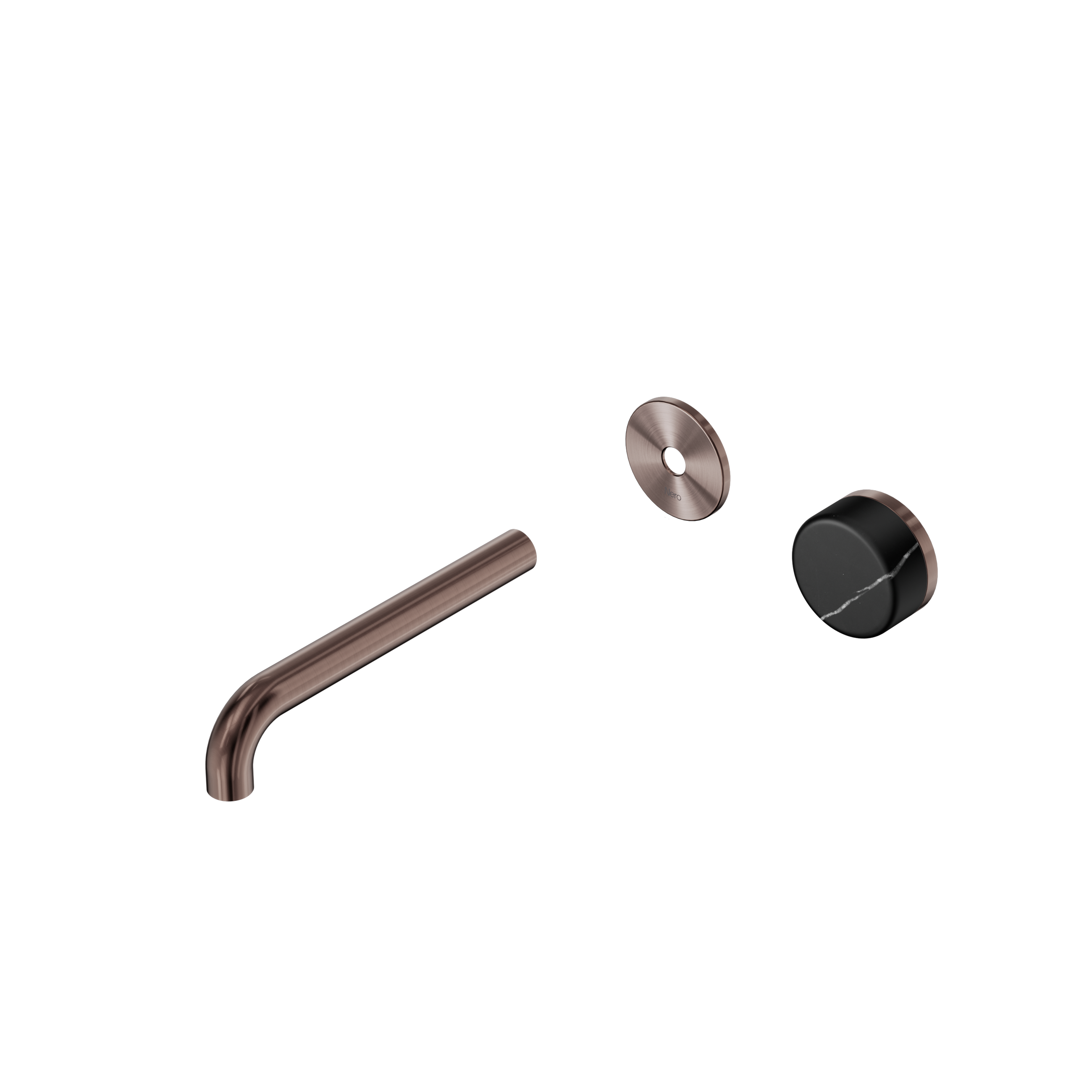 Serenity Progressive Wall Basin Mixer 185mm Spout With Marquina Black Handle Trim Kit Only Brushed Bronze