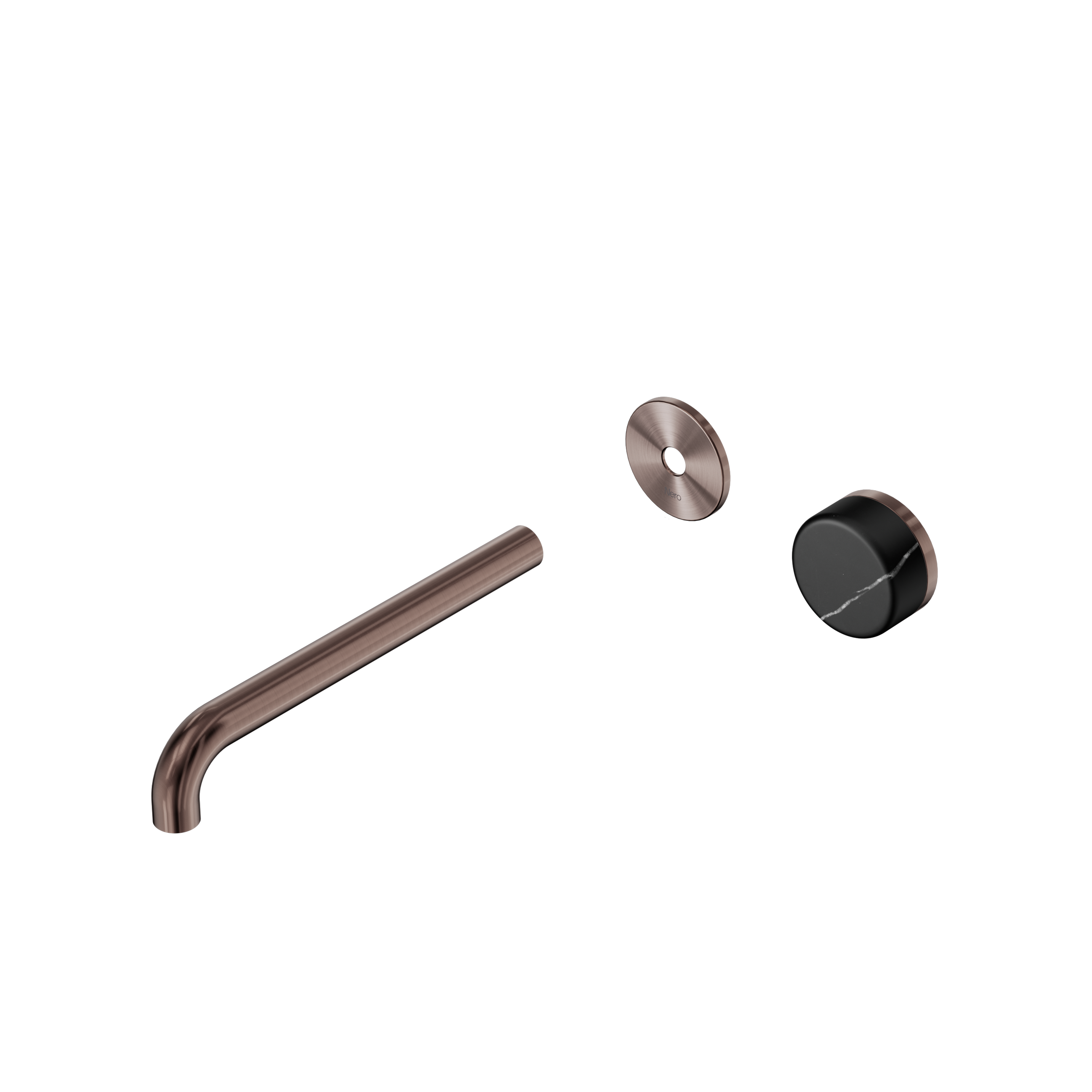 Serenity Progressive Wall Basin Mixer 220mm Spout With Marquina Black Handle Trim Kit Only Brushed Bronze