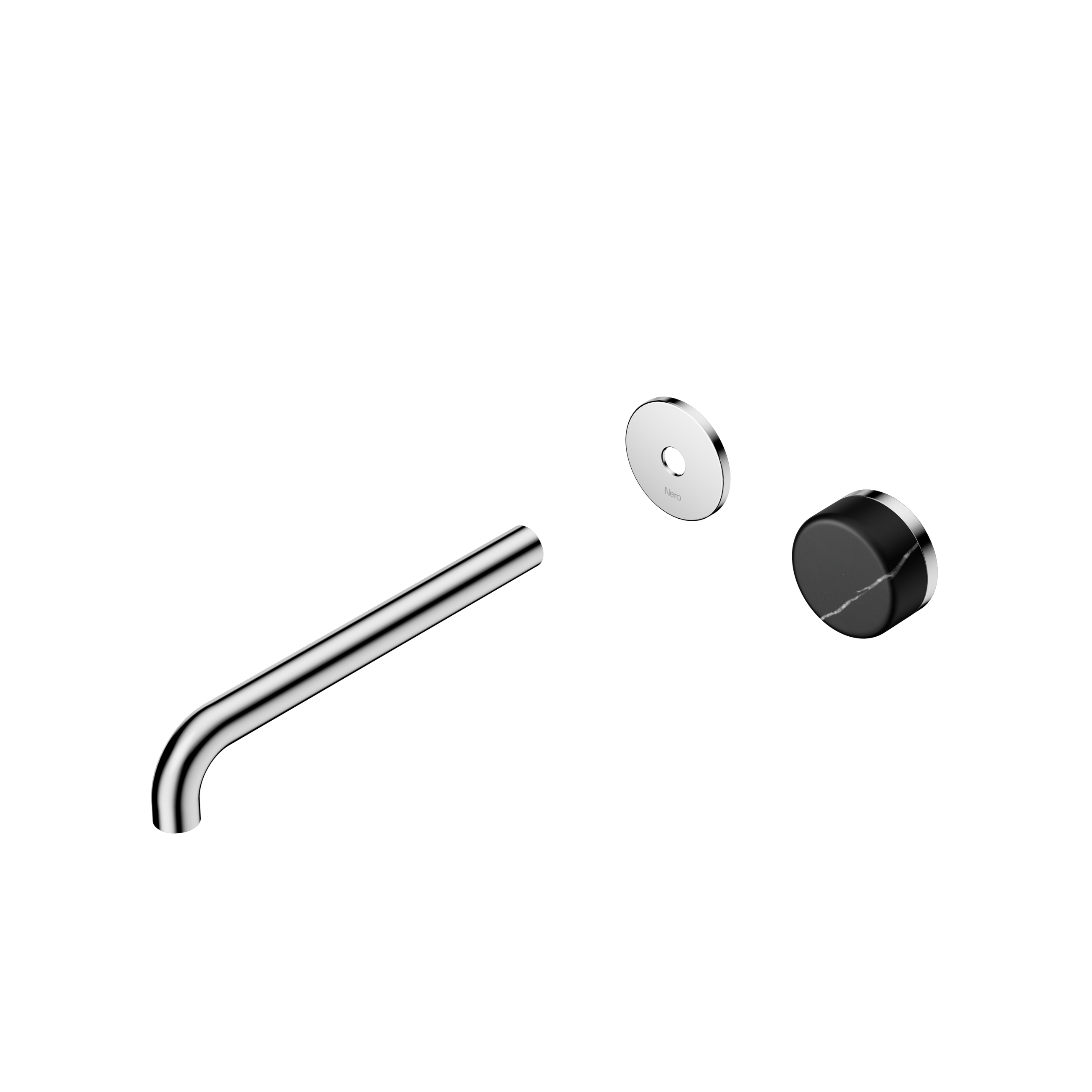 Serenity Progressive Wall Basin Mixer 220mm Spout With Marquina Black Handle Trim Kit Only Chrome